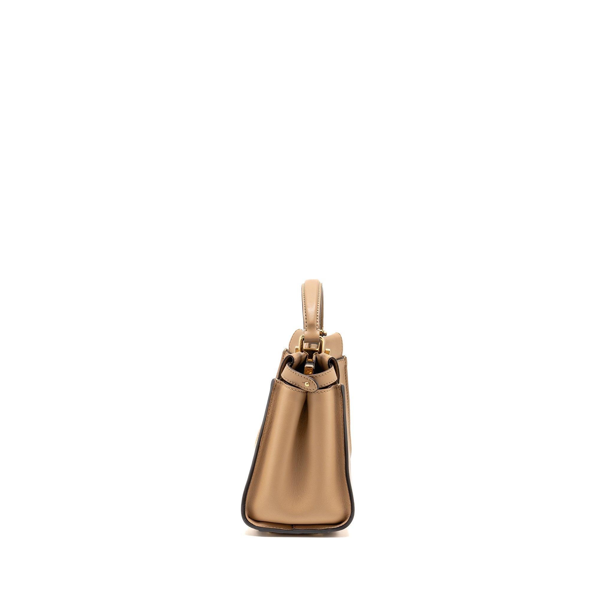FENDI MINI PEEKABOO CALFSKIN BEIGE GHW