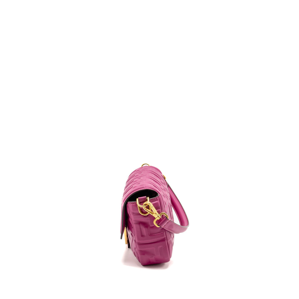 FENDI BAGUETTE BAG FF EMBOSSED NAPPA LEATHER PINK GHW