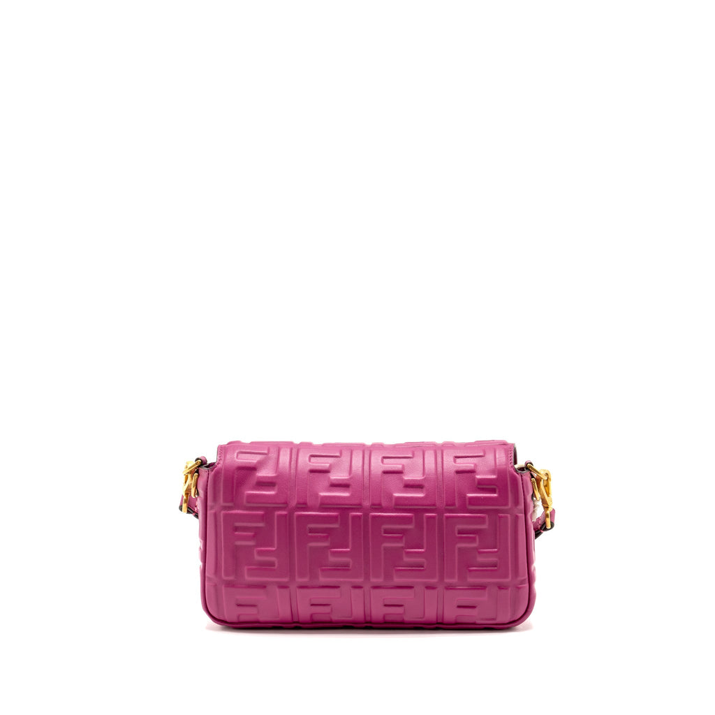 FENDI BAGUETTE BAG FF EMBOSSED NAPPA LEATHER PINK GHW