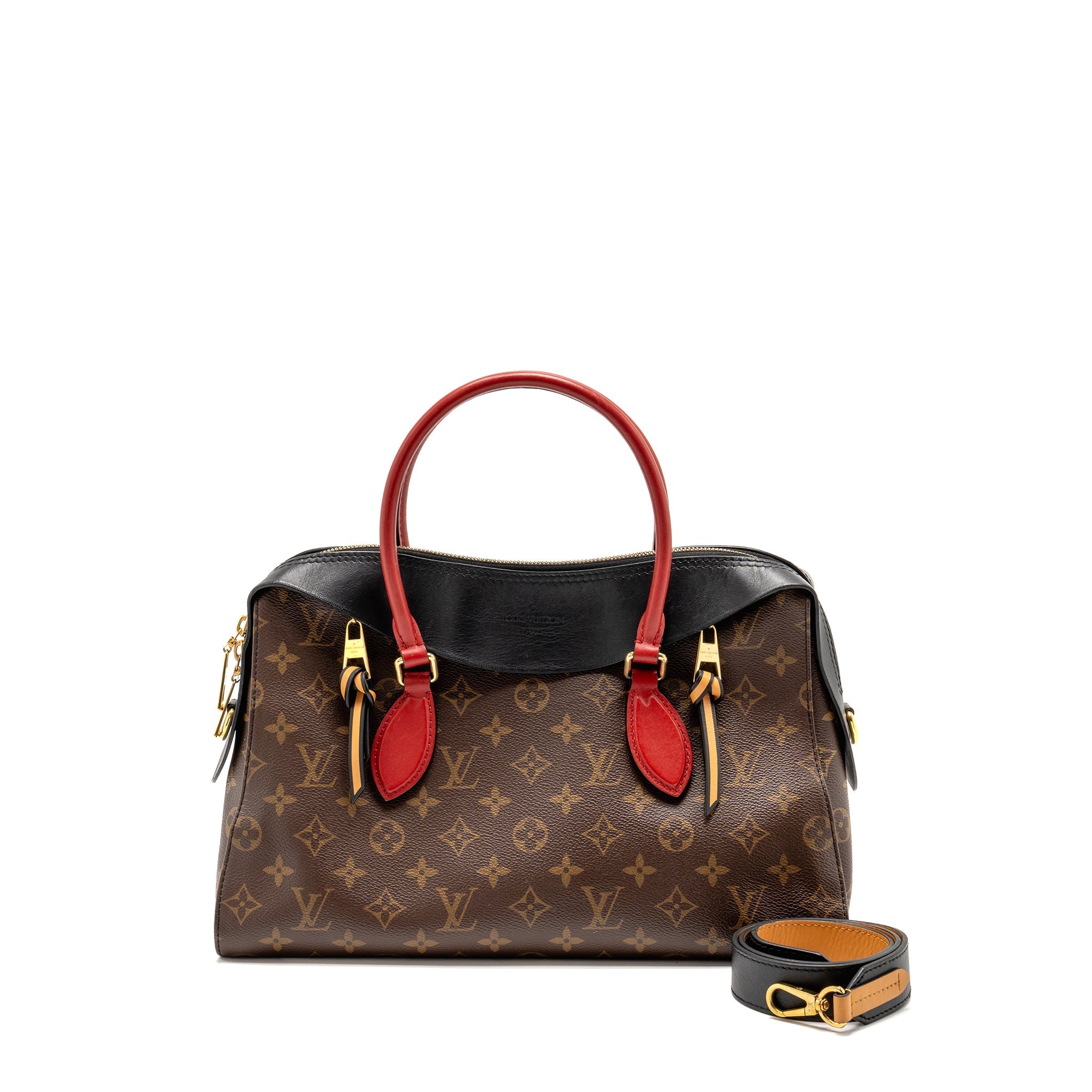 LOUIS VUITTON TUILERIES BAG MONOGRAM CANVAS BLACK/RED GHW