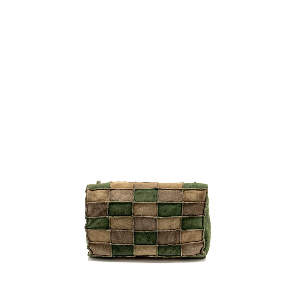 CHANEL 2.55 PATCHWORK SINGLE FLAP BAG SUEDE DARK GREEN SHW