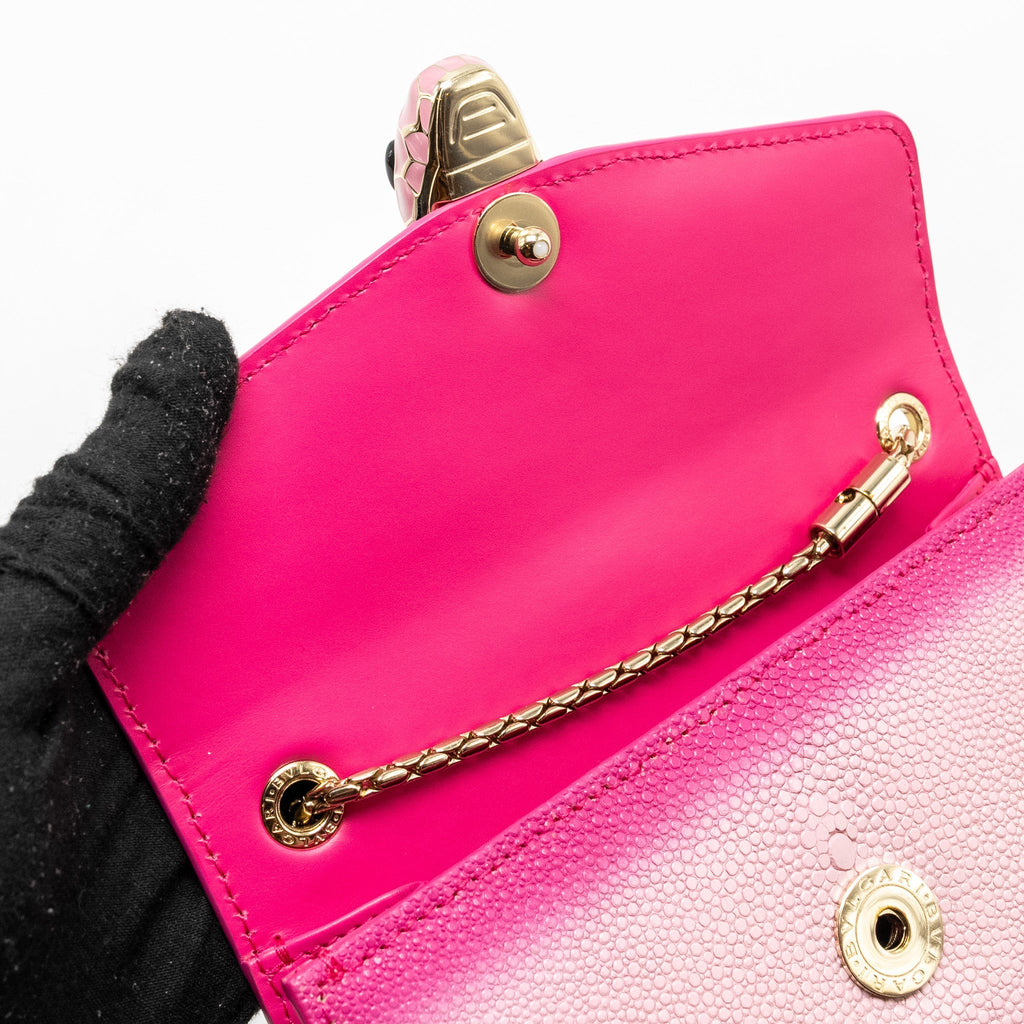 BVLGARI SERPENTI FOREVER BAG GALUCHAT IRIDESCENT PINK GHW