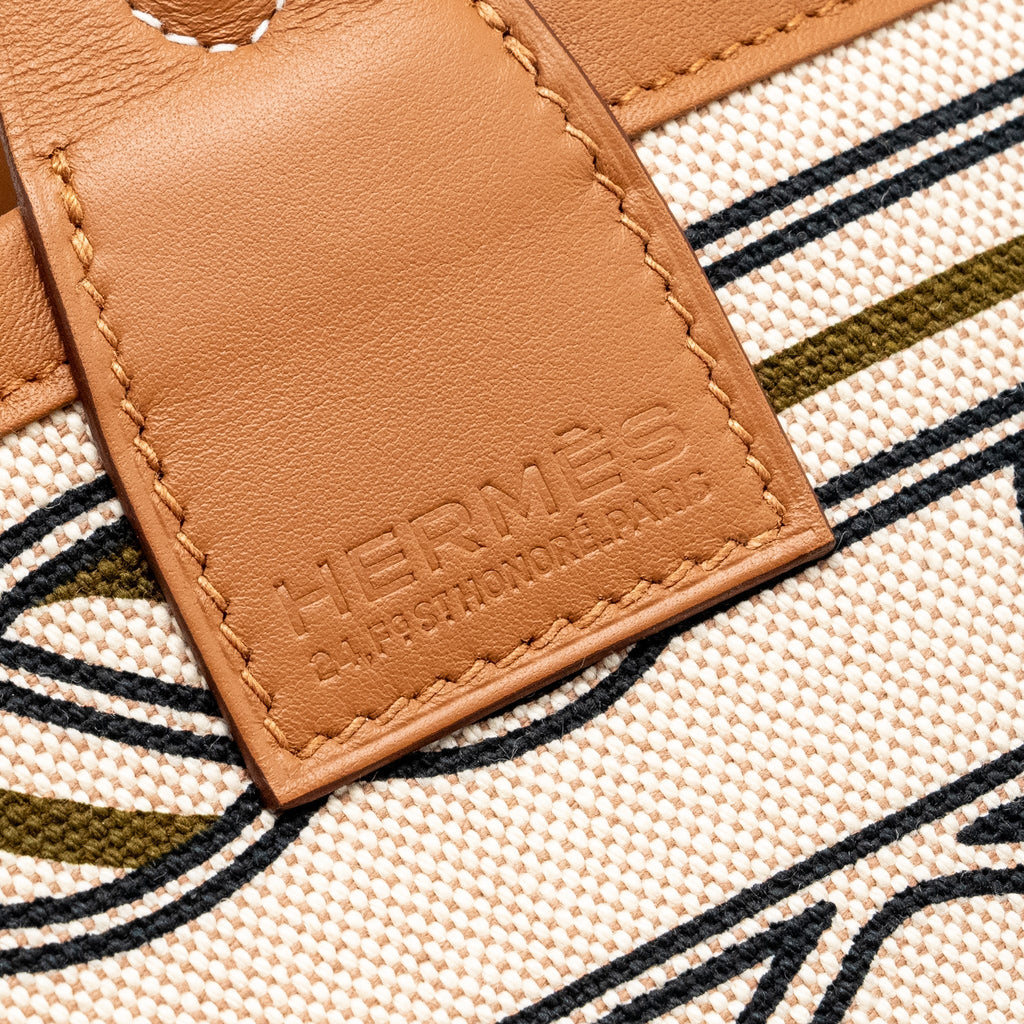 HERMES STEEPLE 25 CANVAS/ SWIFT BEIGE / GOLD SHW