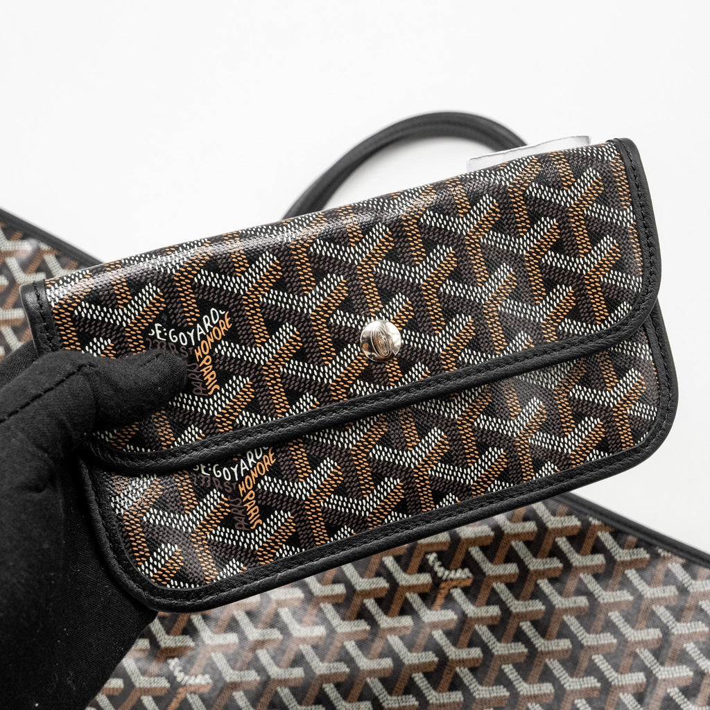 GOYARD SAINT LOUIS PM TOTE  BAG GOYARDINE CANVAS / CALFSKIN BLACK SHW