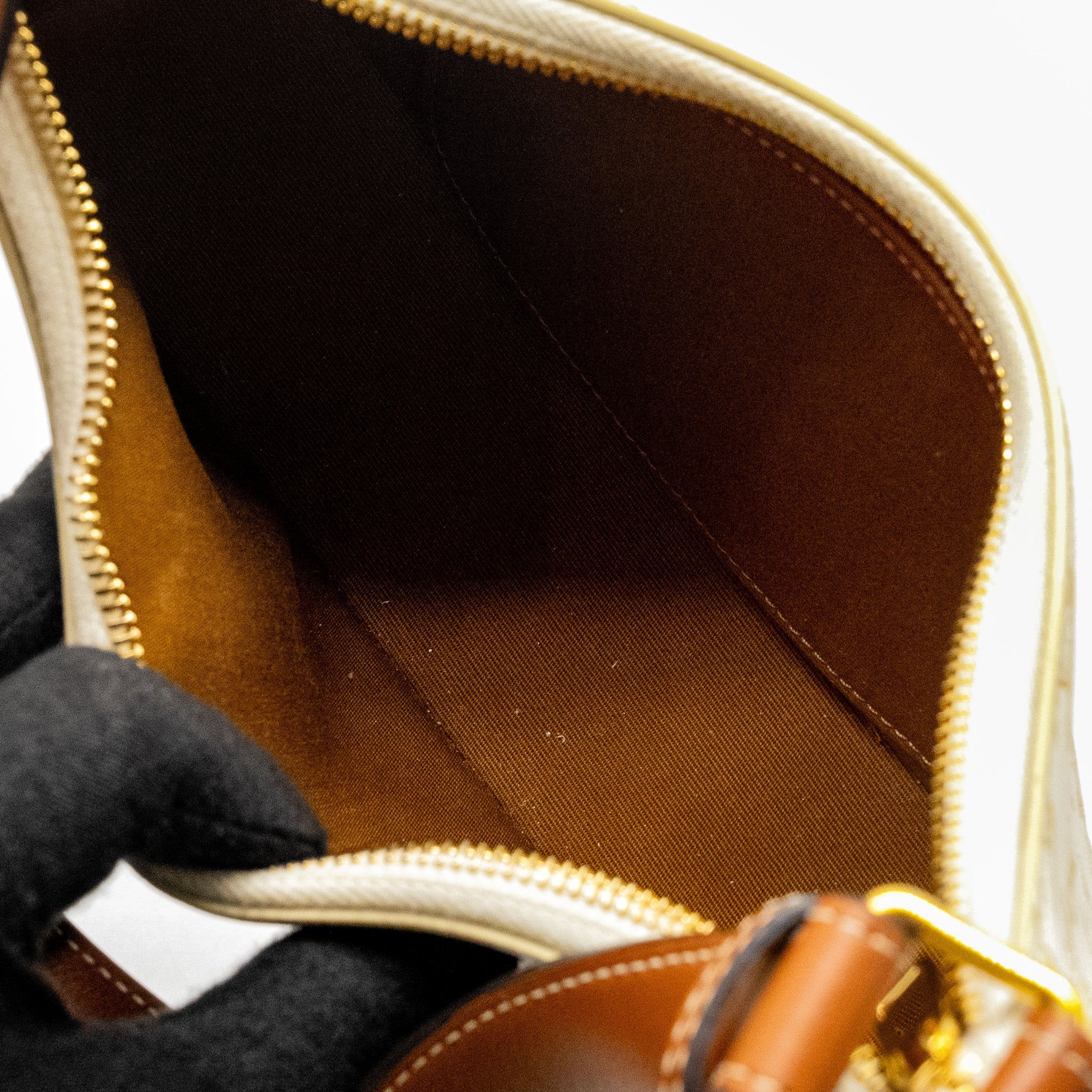 CELINE MEDIUM AVA BAG TRIOMPHE CANVAS/CALFSKIN WHITE/BROWN GHW