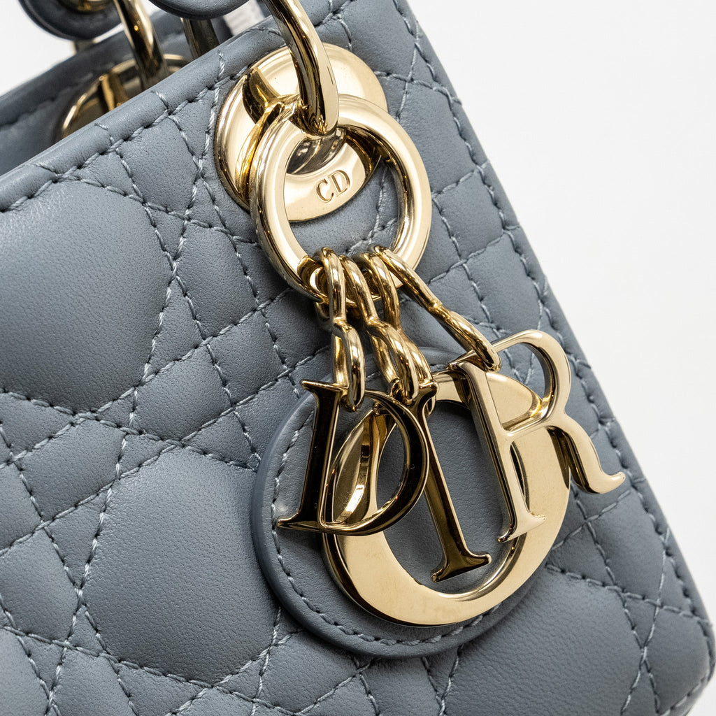 DIOR LADY DIOR MICRO BAG LAMBSKIN CLOUD BLUE LGHW