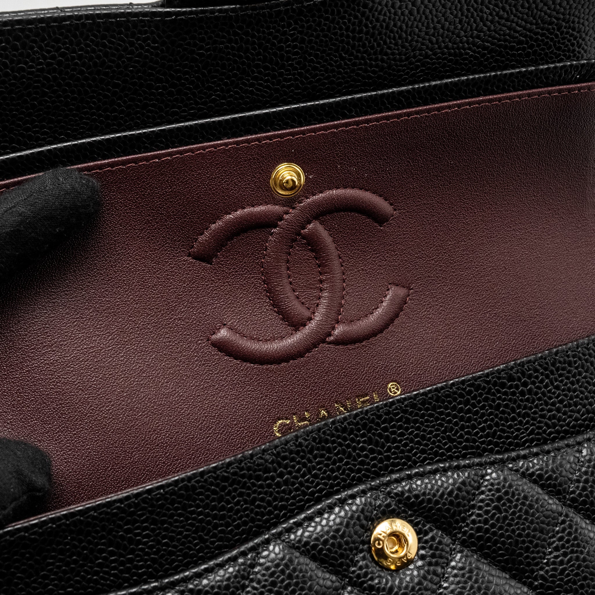 CHANEL SMALL CLASSIC DOUBLE FLAP BAG CAVIAR BLACK GHW (MICROCHIP)