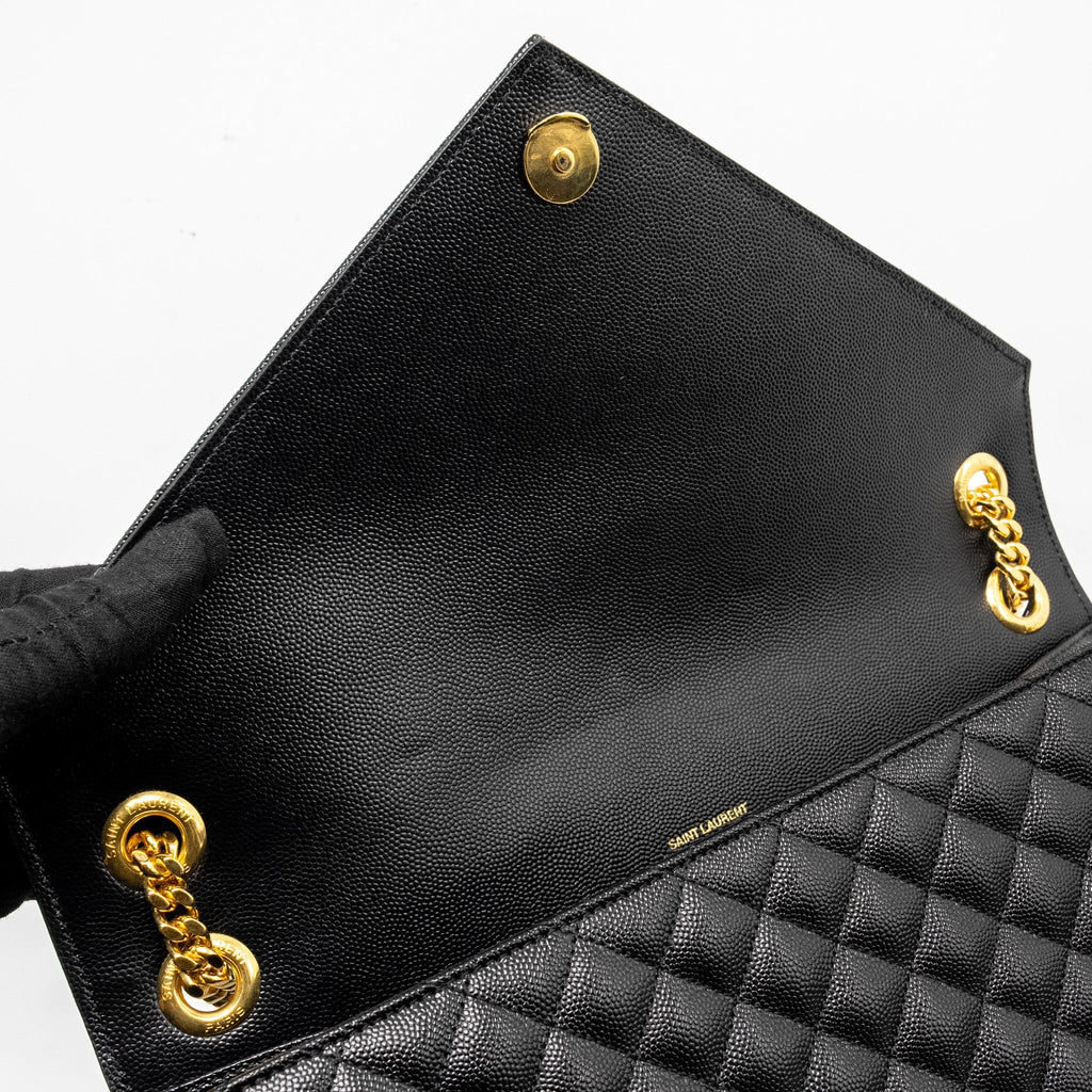 SAINT LAURENT LARGE ENVELOPE BAG CALFSKIN BLACK GHW