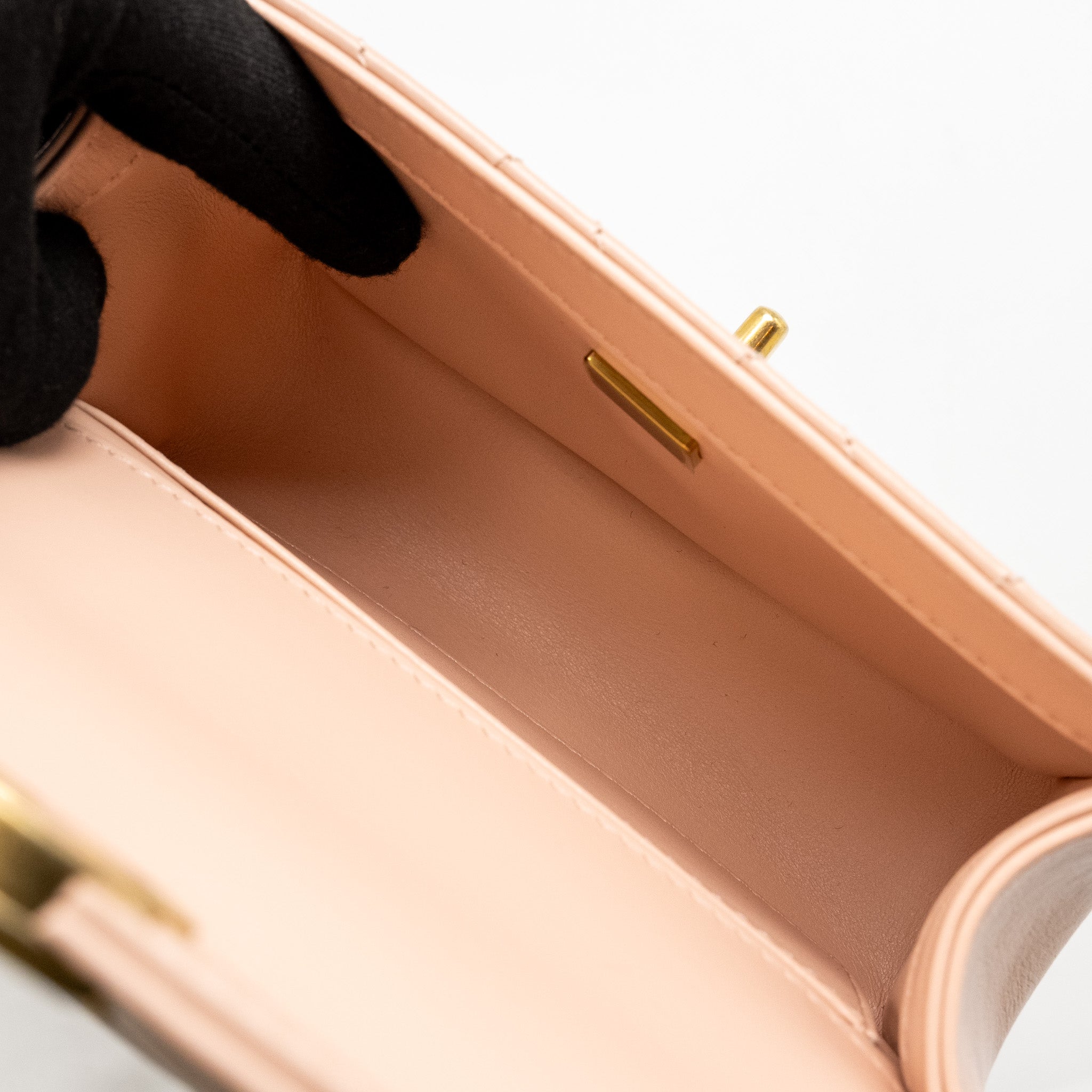 CHANEL GOLD CRUSH MINI FLAP BAG CALFSKIN LIGHT PINK GHW (MICROCHIP)