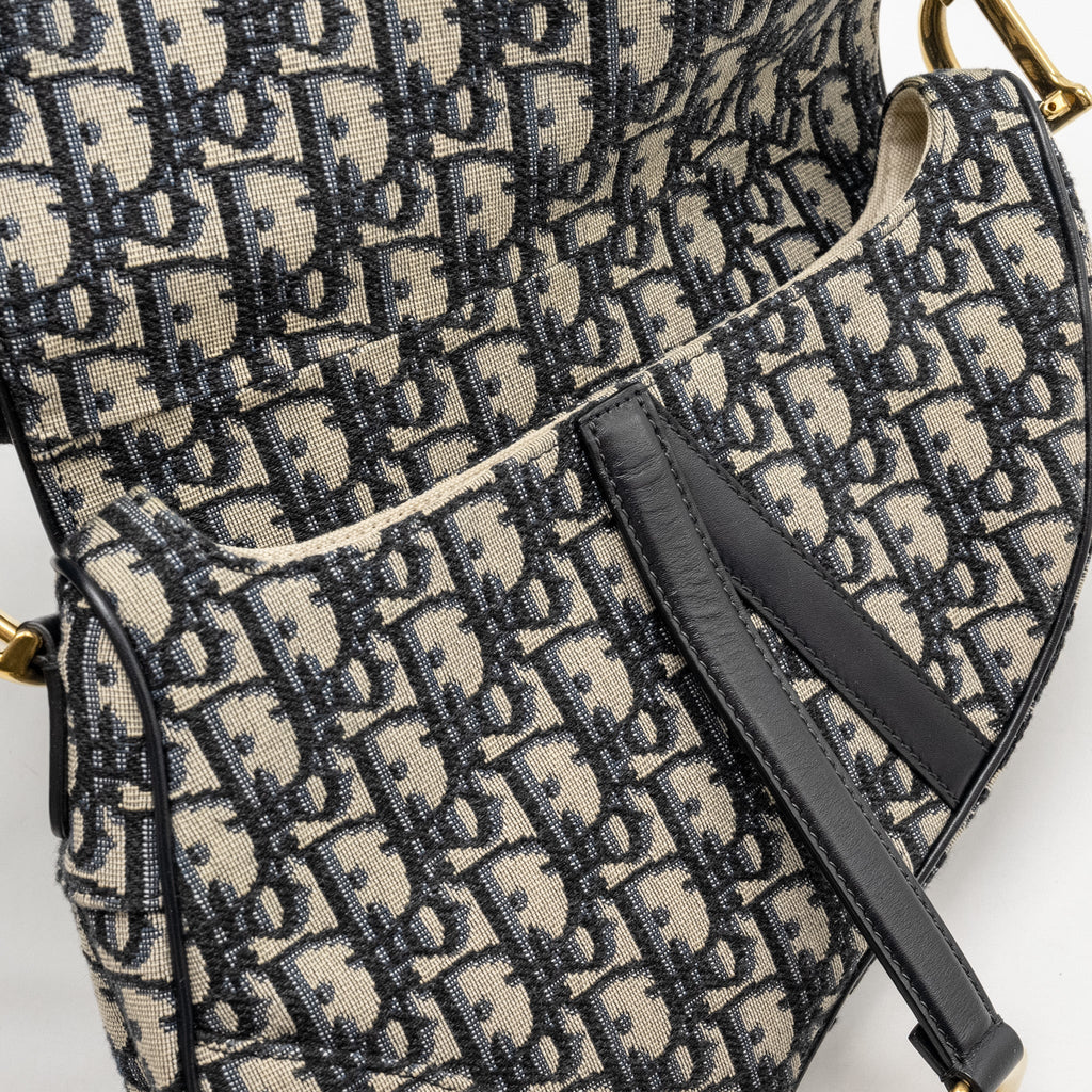 DIOR MEDIUM SADDLE BAG BLUE OBLIQUE CANVAS GHW