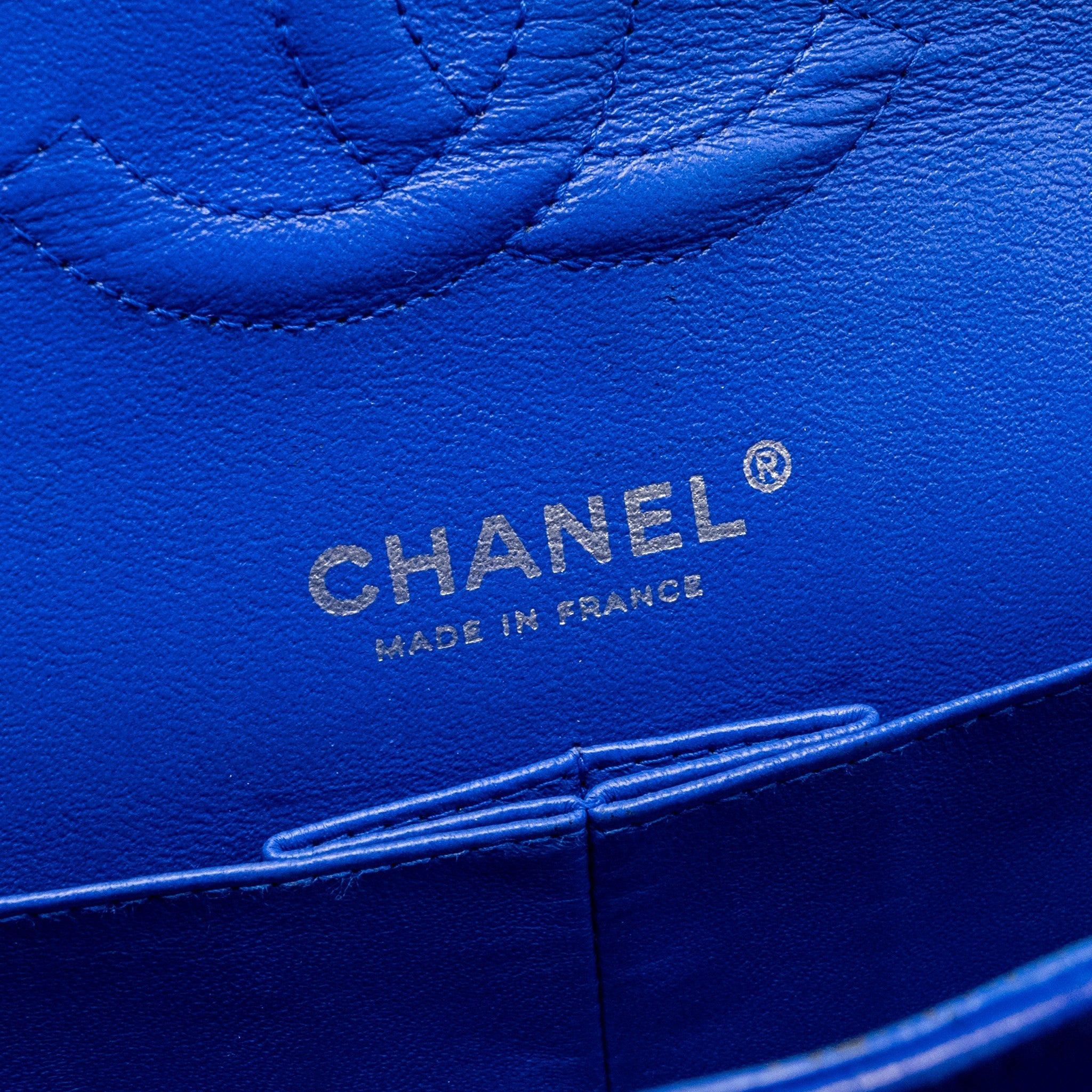 CHANEL MEDIUM CLASSIC DOUBLE FLAP BAG LAMBSKIN BLUE SHW