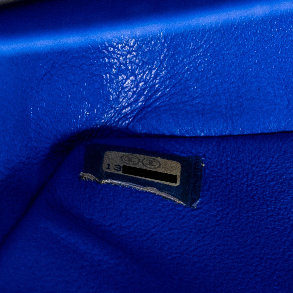 CHANEL MEDIUM CLASSIC DOUBLE FLAP BAG LAMBSKIN BLUE SHW