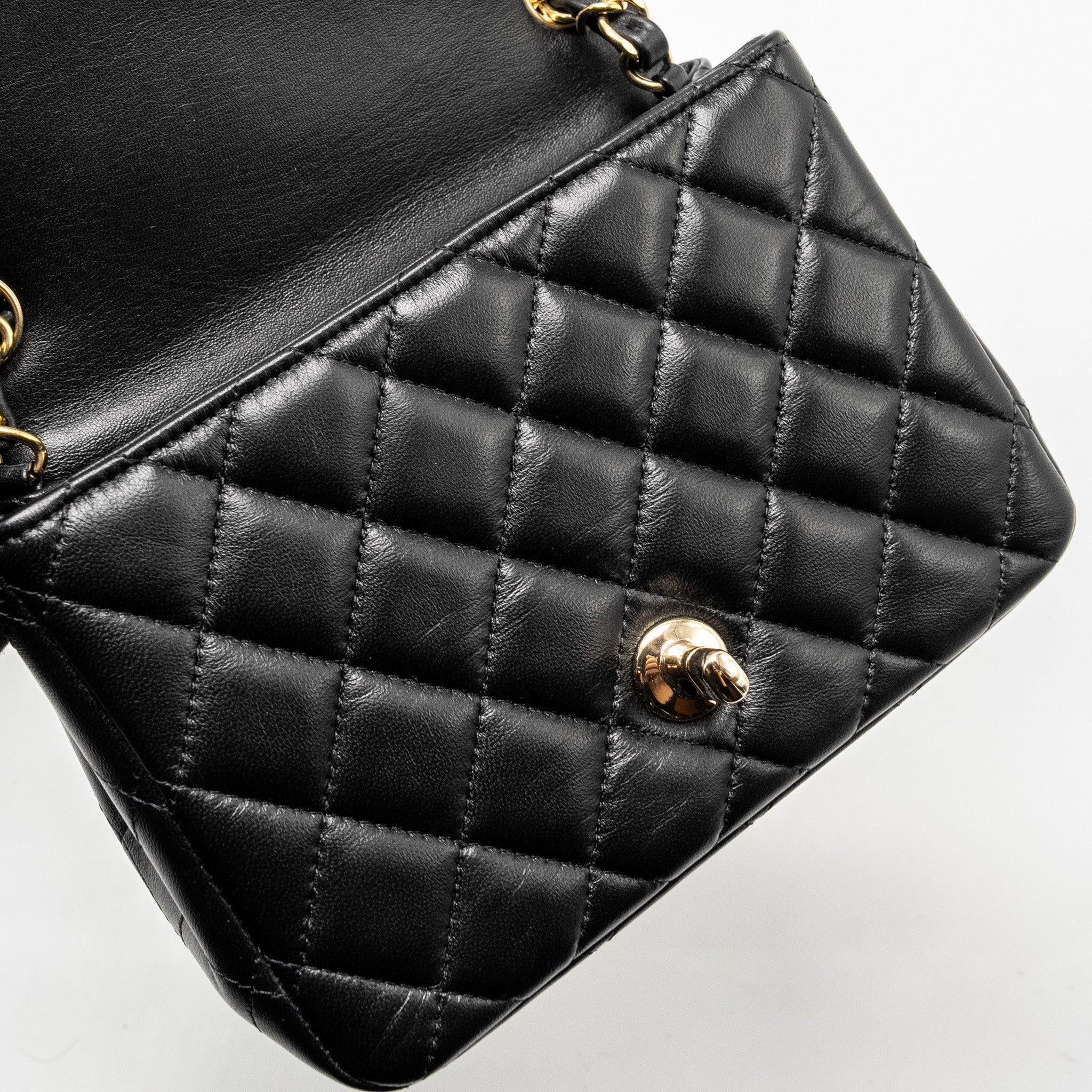 CHANEL MINI SQUARE FLAP BAG LAMBSKIN BLACK LGHW (MICROCHIP)