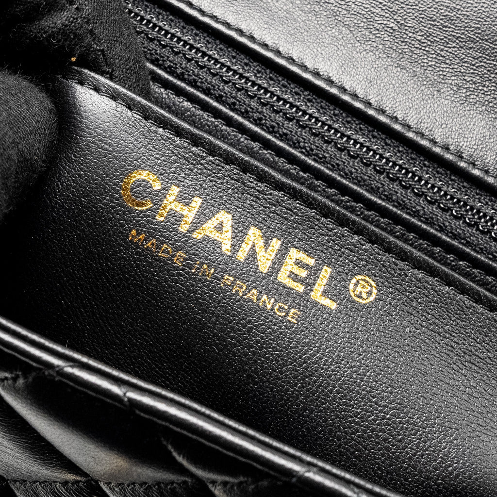 CHANEL MINI SQUARE FLAP BAG LAMBSKIN BLACK LGHW (MICROCHIP)