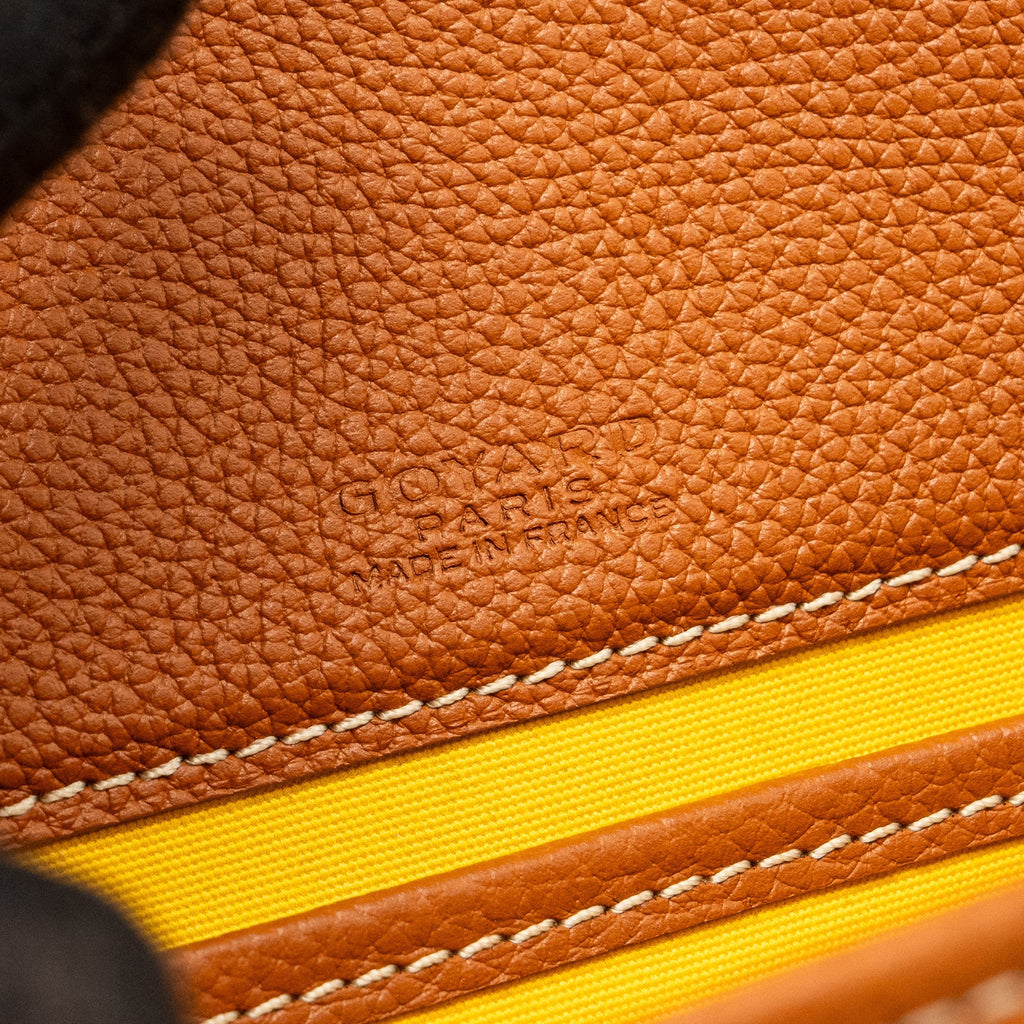 GOYARD BELVEDERE PM MESSENGER BAG GOYARDLINE CANVAS/CALFSKIN BLACK/TAN SHW
