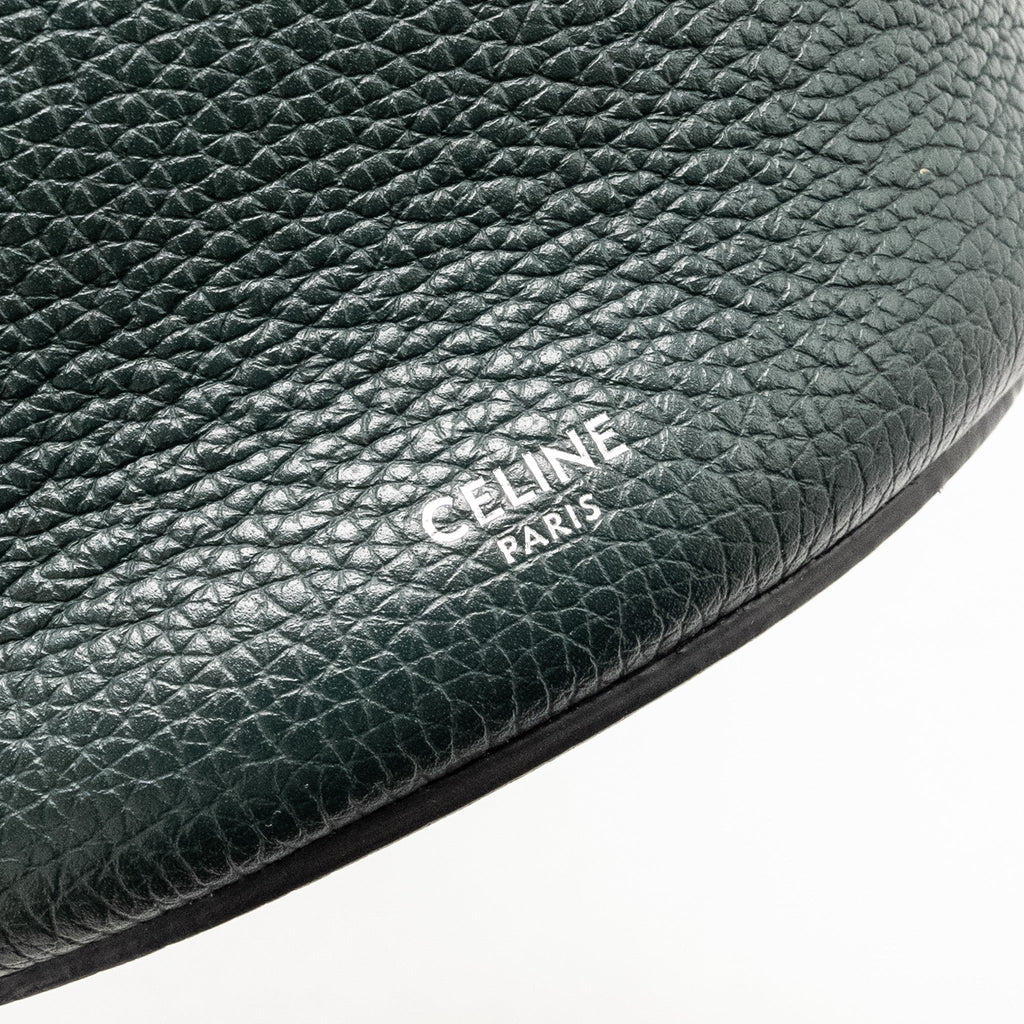 CELINE NANO BUCKET BIG BAG GRAINED CALFSKIN DARK GREEN SHW