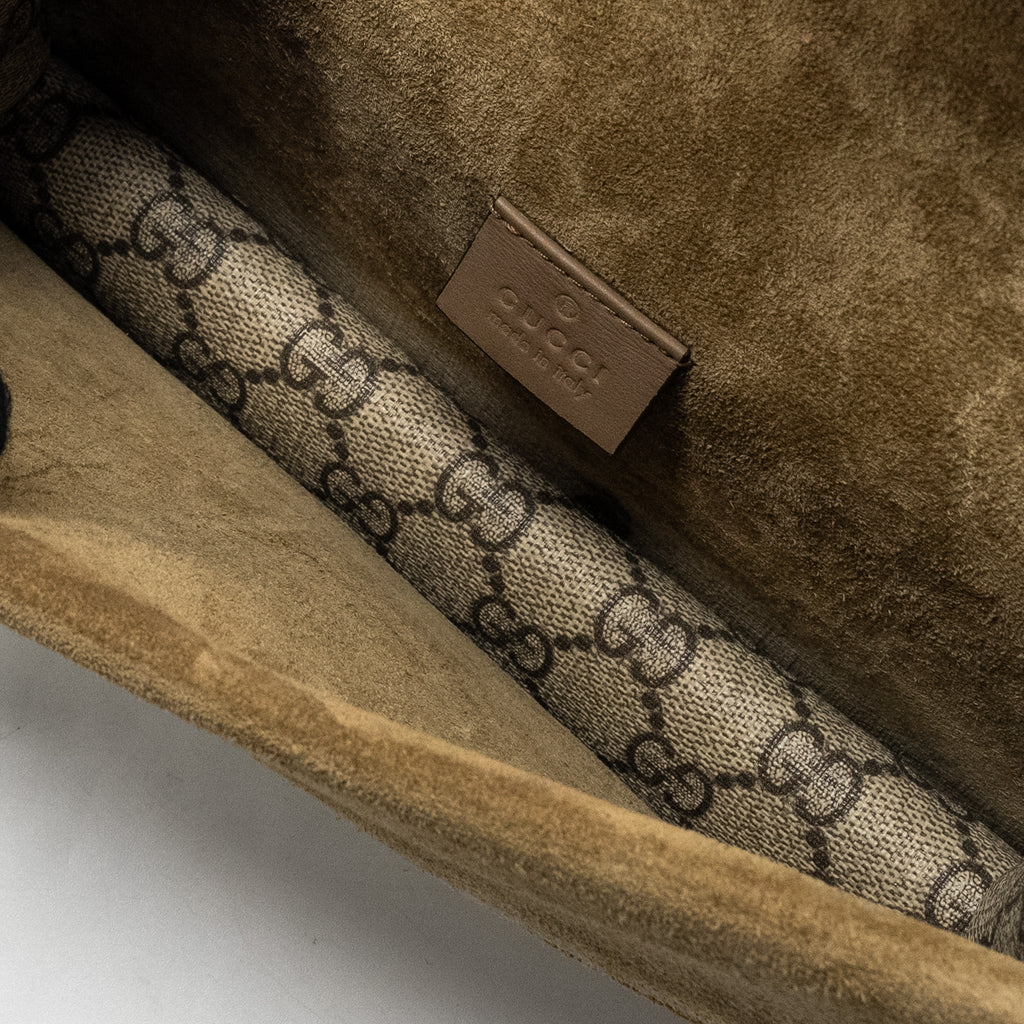 GUCCI DIONYSUS SHOULDER BAG GG SUPREME CANVAS/SUEDE BEIGE SHW