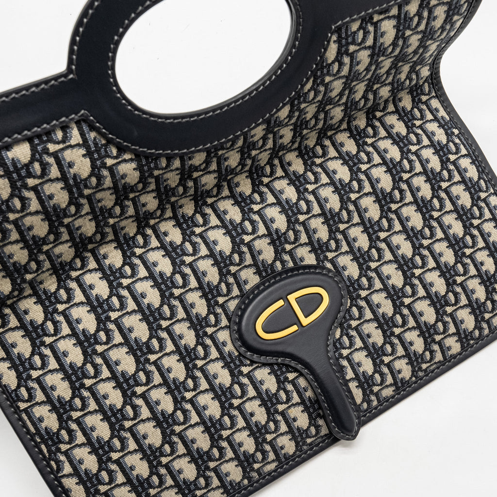 DIOR FOLDER CLUTCH BLUE DIOR OBLIQUE CANVAS/LEATHER GHW
