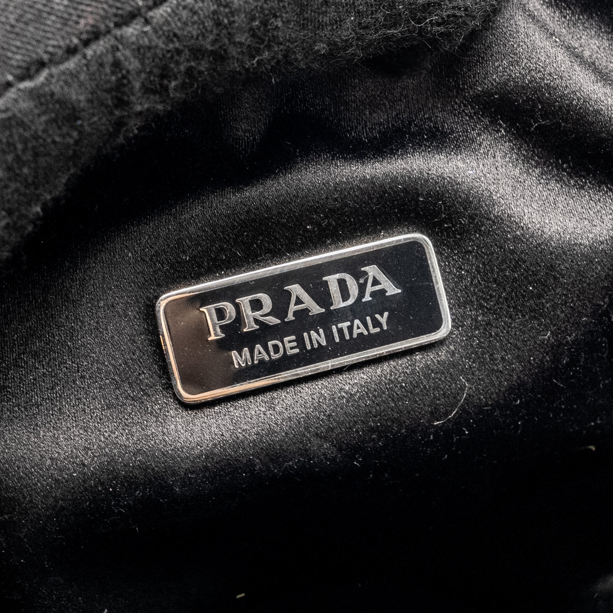 PRADA TRIANGLE POUCH CRYSTAL EMBELLISHED BLACK SHW