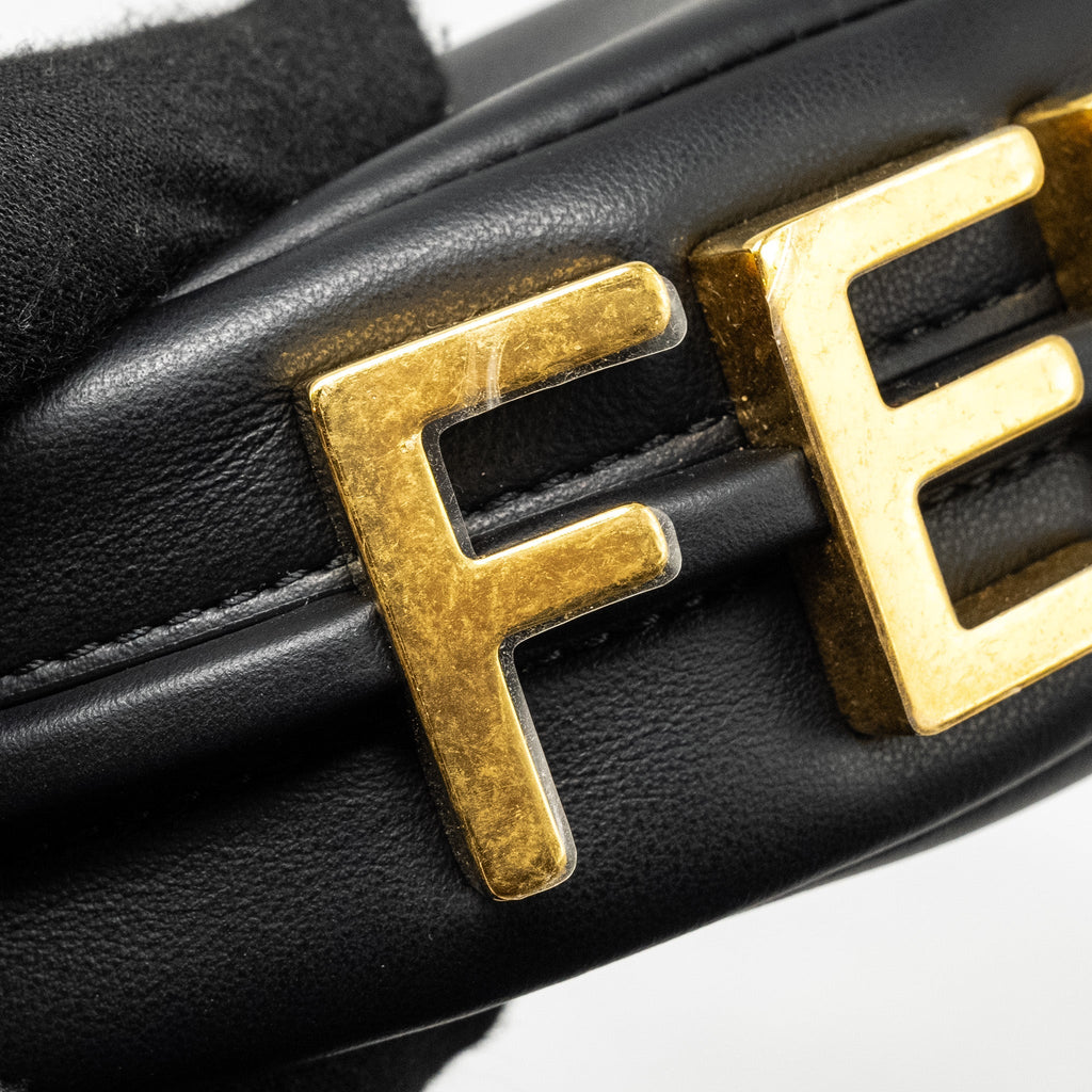 FENDI NANO FENDIGRAPHY LEATHER CHARM CALFSKIN BLACK GHW