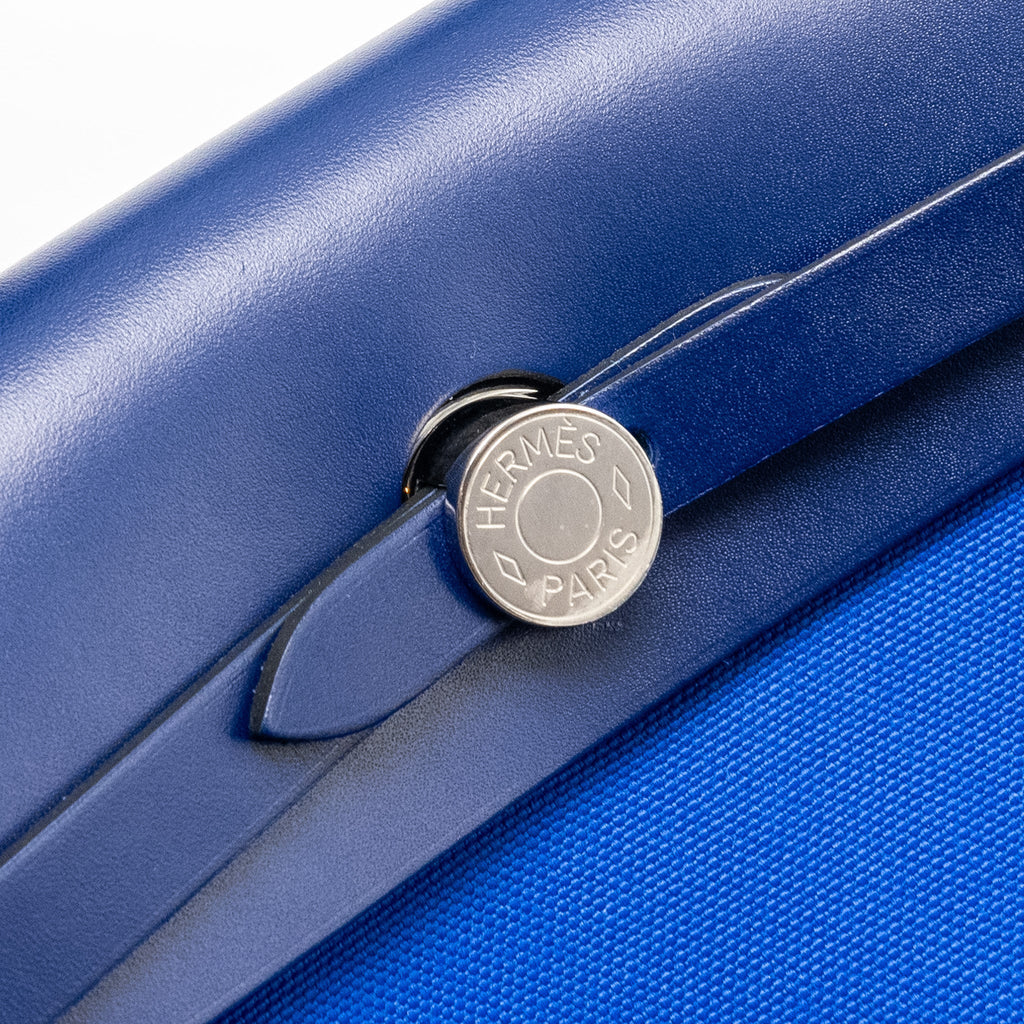 HERMES HERBAG 31 ZIP BAG CANVAS / HUNTER BLUE BILL / BLUE SAPHIR SHW