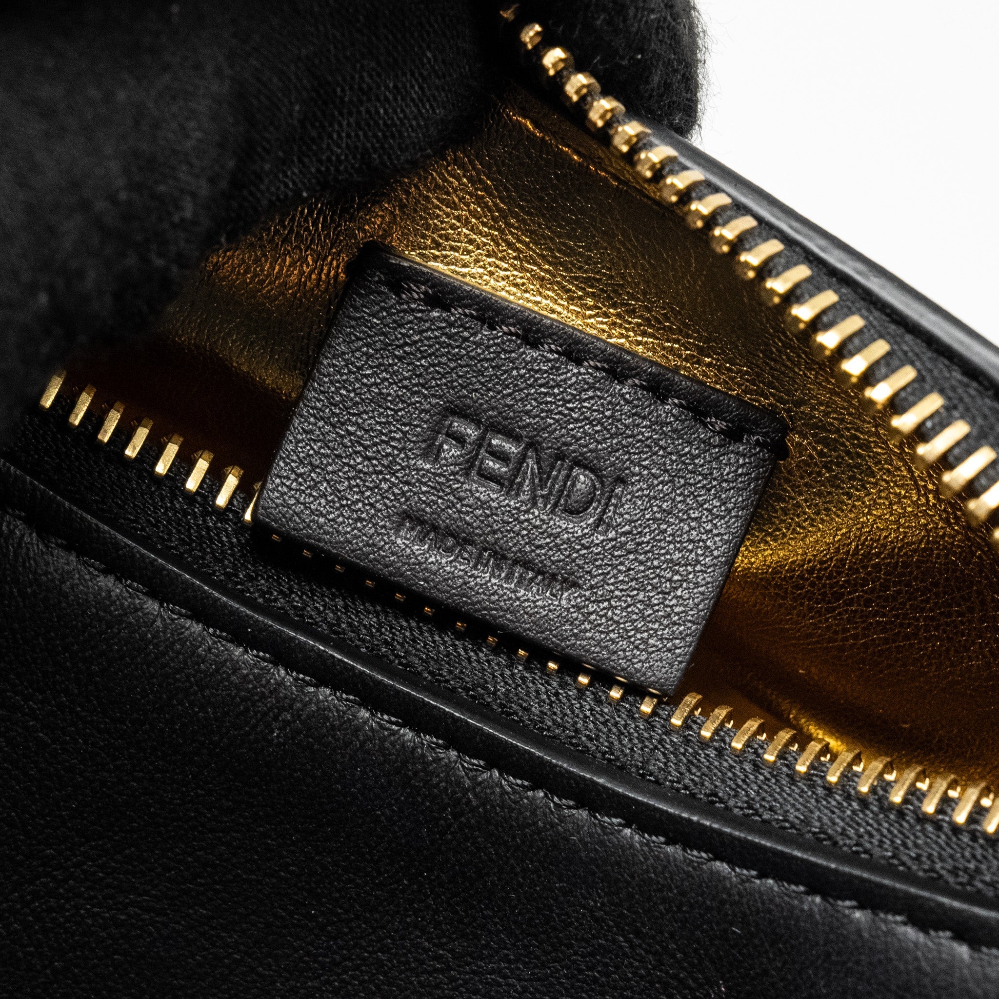 FENDI NANO FENDIGRAPHY LEATHER CHARM CALFSKIN BLACK GHW