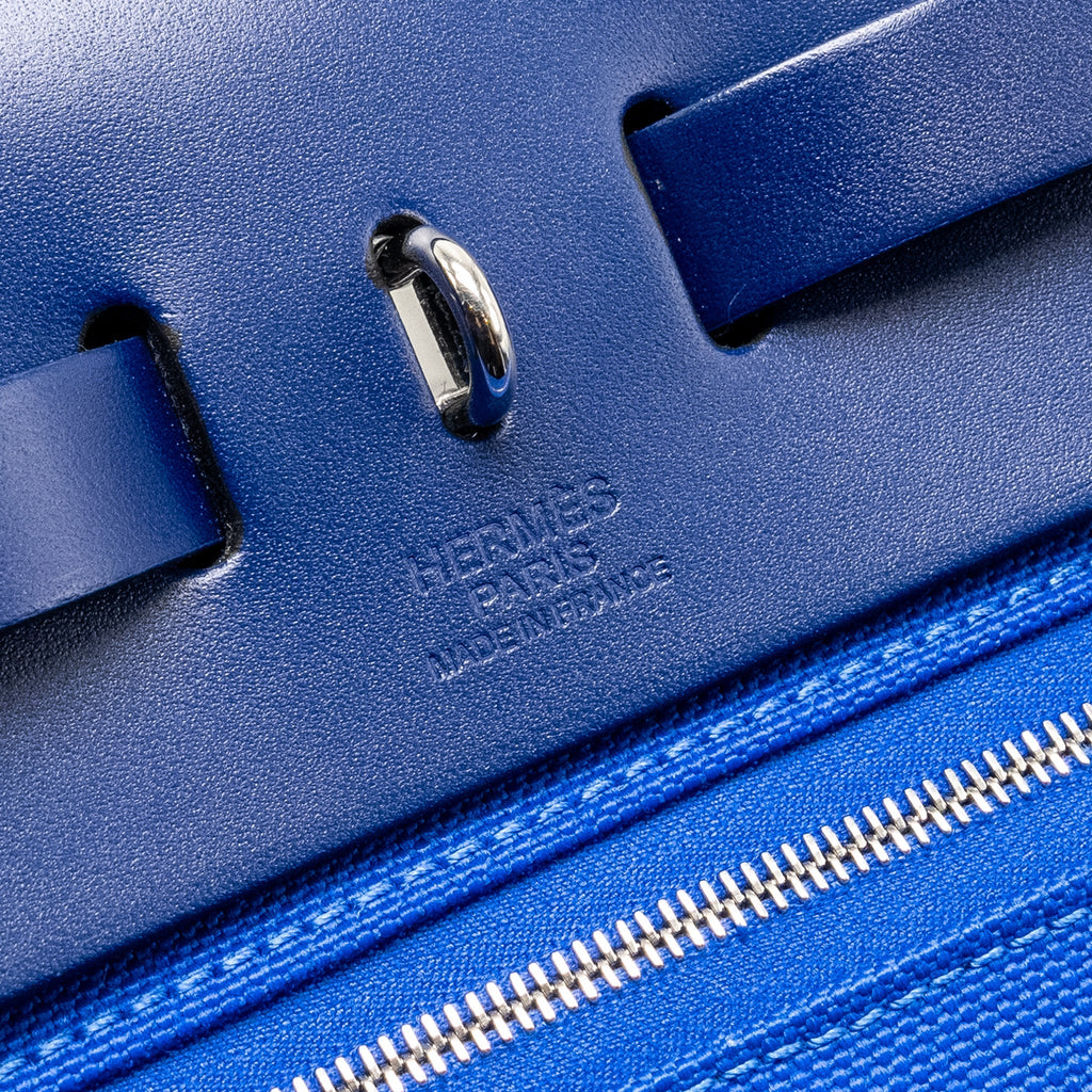 HERMES HERBAG 31 ZIP BAG CANVAS / HUNTER BLUE BILL / BLUE SAPHIR SHW