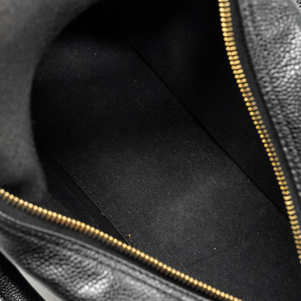CHANEL VINTAGE QUILTED CC LOGO BOWLING BAG CAVIAR BLACK GHW