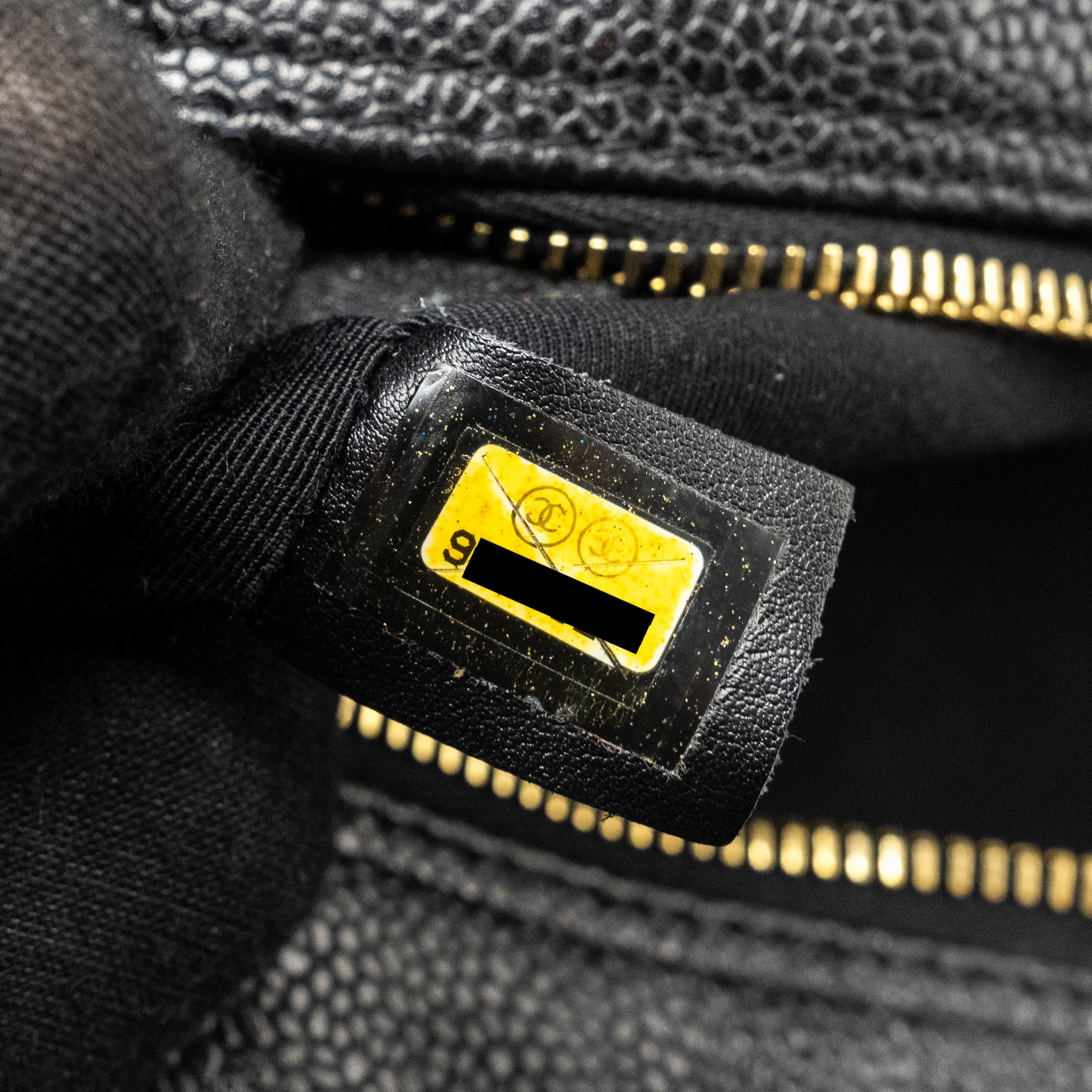 CHANEL VINTAGE QUILTED CC LOGO BOWLING BAG CAVIAR BLACK GHW