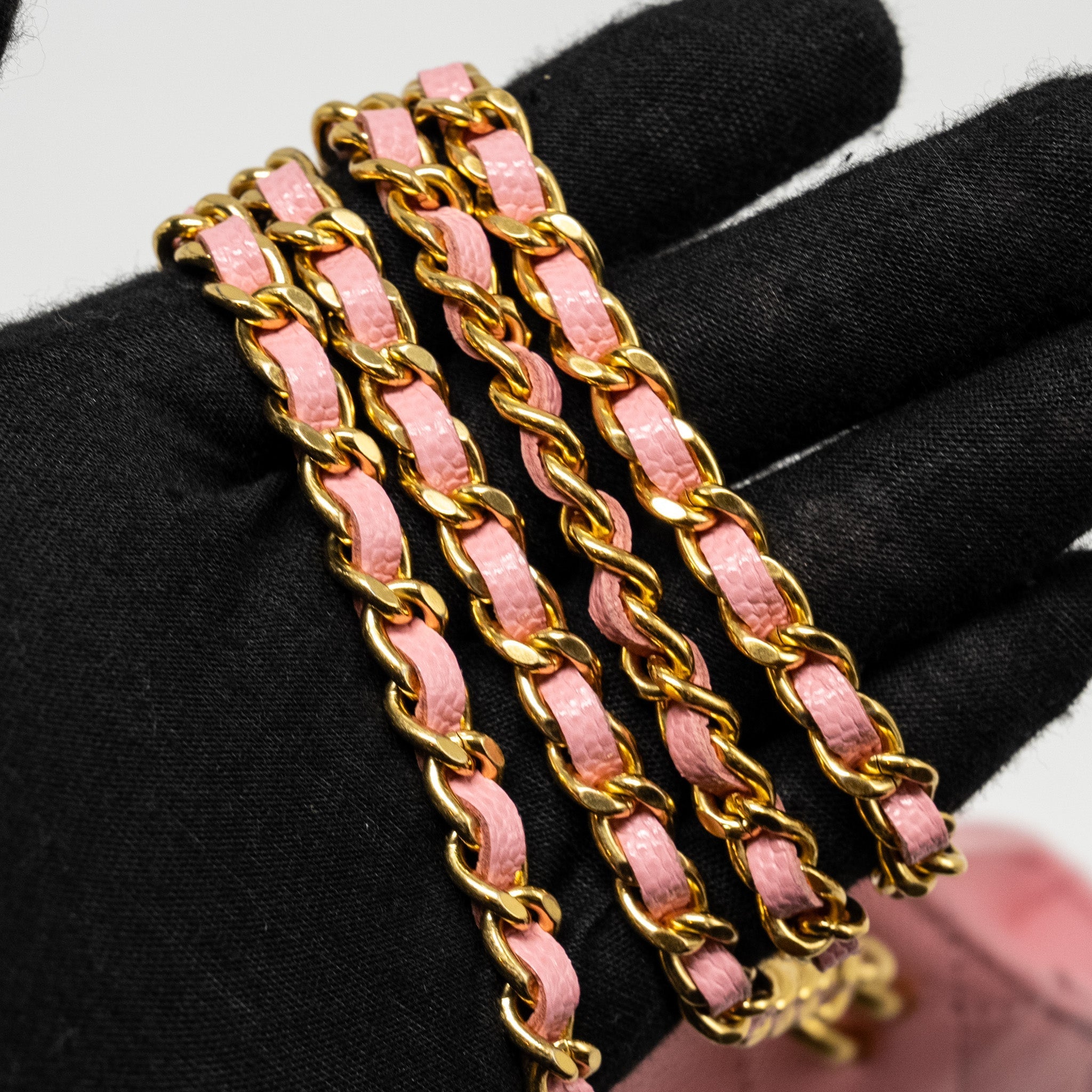 CHANEL MINI FLAP BAG WITH CHAIN HANDLE CAVIAR PINK GHW (MICROCHIP)