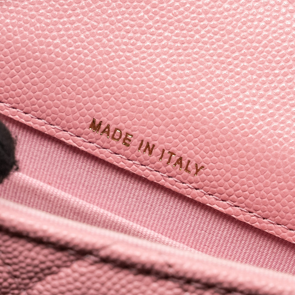 CHANEL MINI FLAP BAG WITH CHAIN HANDLE CAVIAR PINK GHW (MICROCHIP)