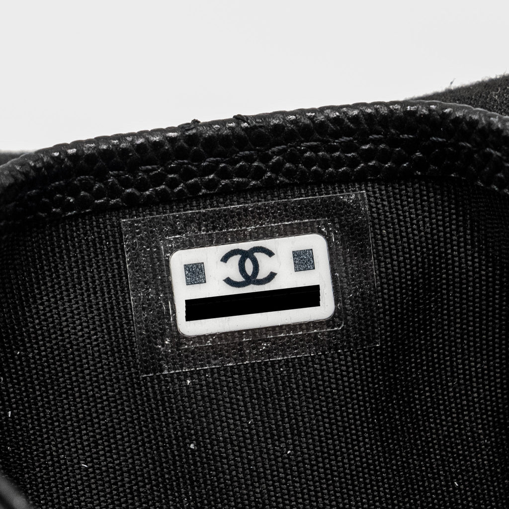 CHANEL DETAIL CC LOGO CARD HOLDER CAVIAR BLACK LGHW(MICROCHIP)