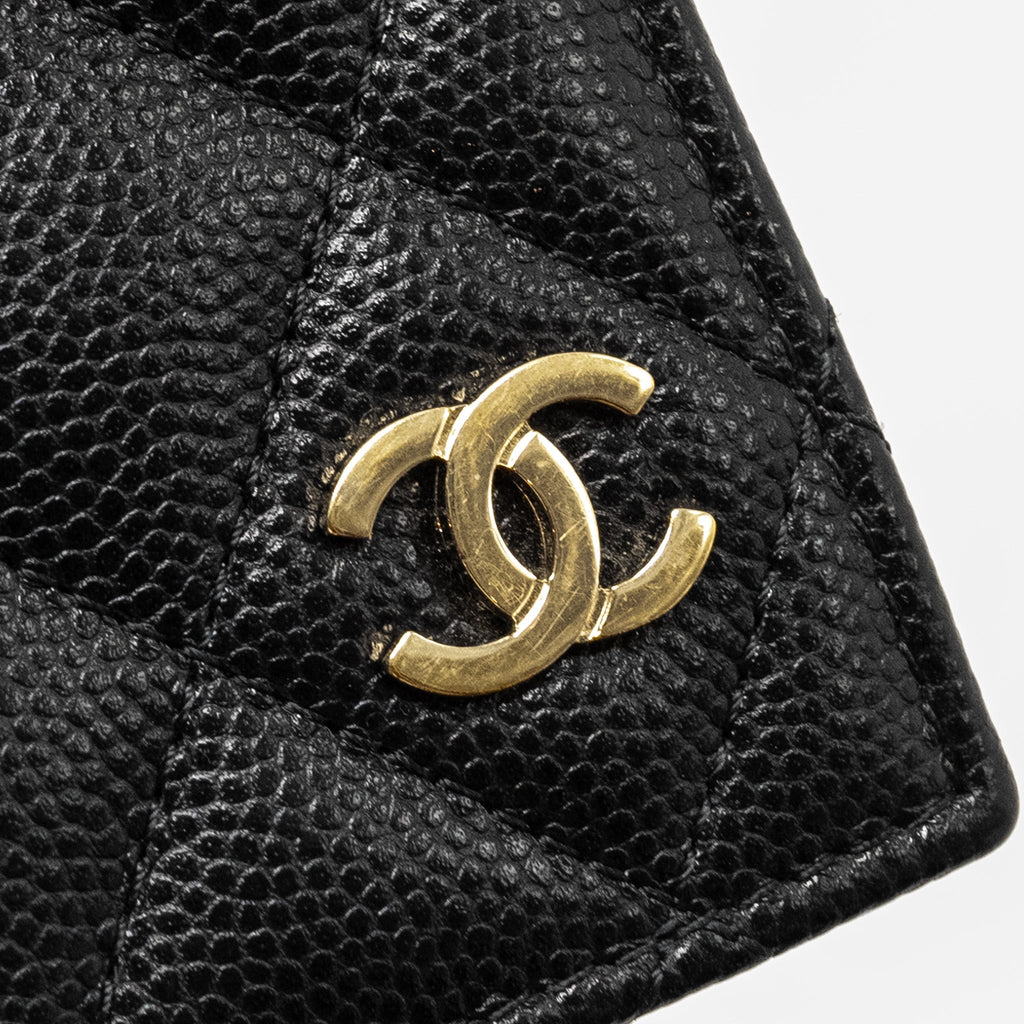 CHANEL COMPACT CARD HOLDER CAVIAR BLACK LGHW