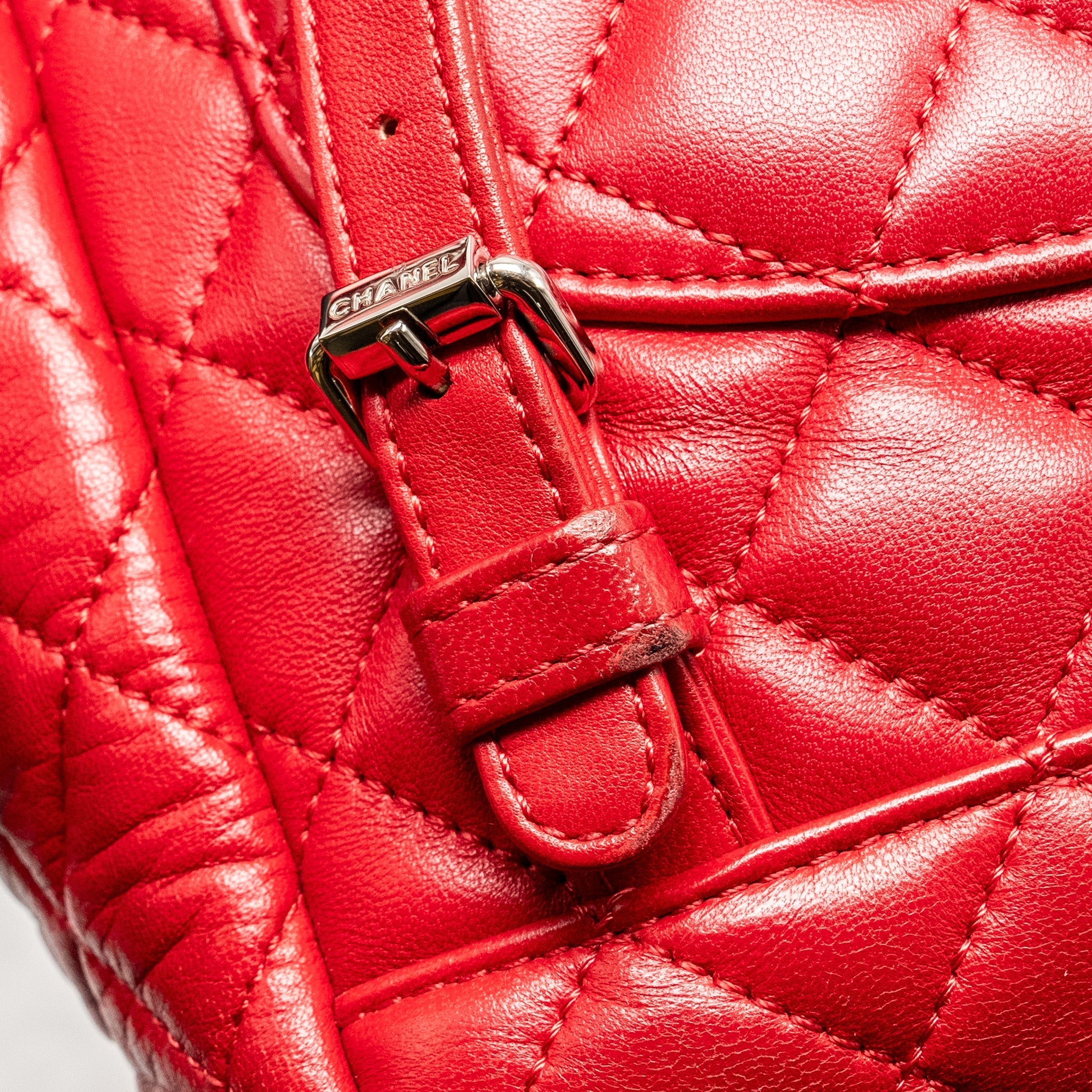 CHANEL SMALL URBAN SPIRIT QUILTED BACKPACK LAMBSKIN RED LGHW