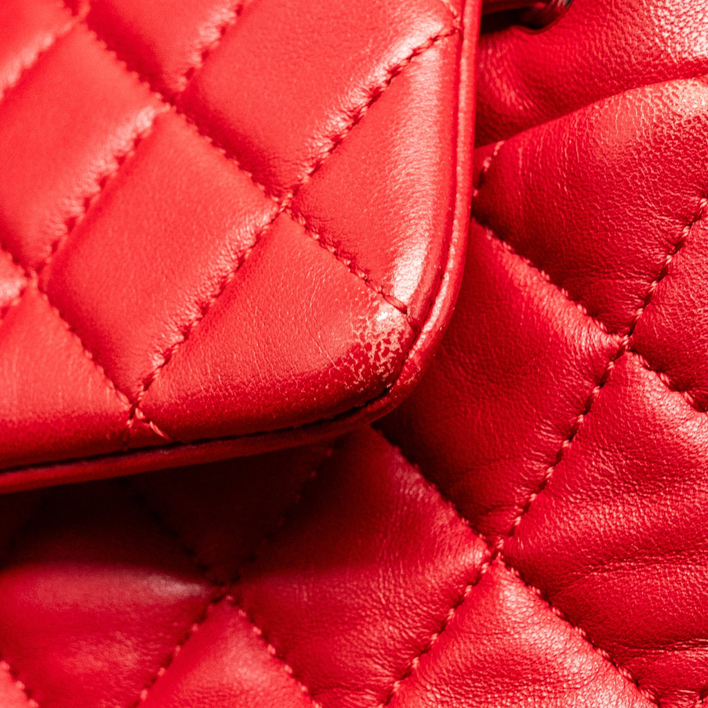 CHANEL SMALL URBAN SPIRIT QUILTED BACKPACK LAMBSKIN RED LGHW