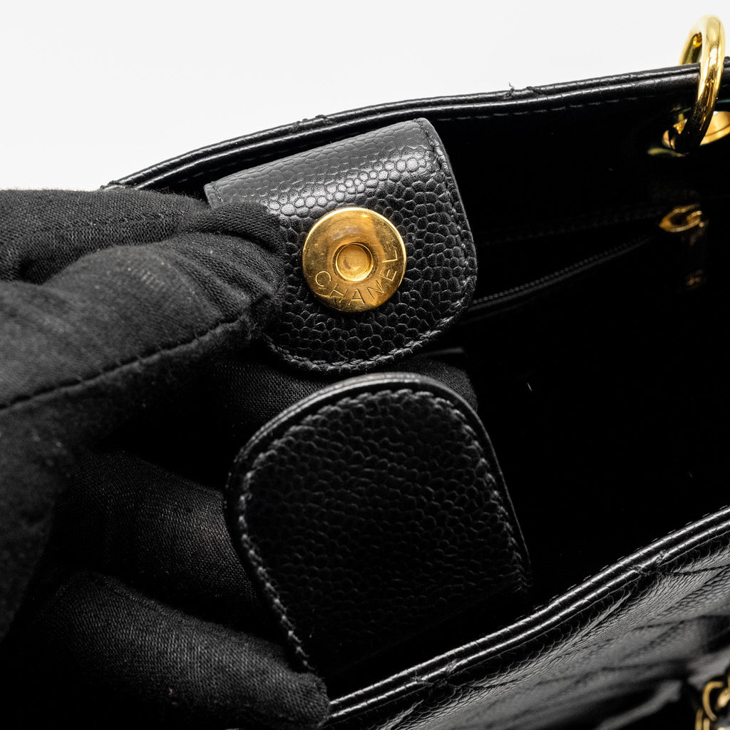 CHANEL PETIT SHOPPING TOTE BAG CAVIAR BLACK GHW