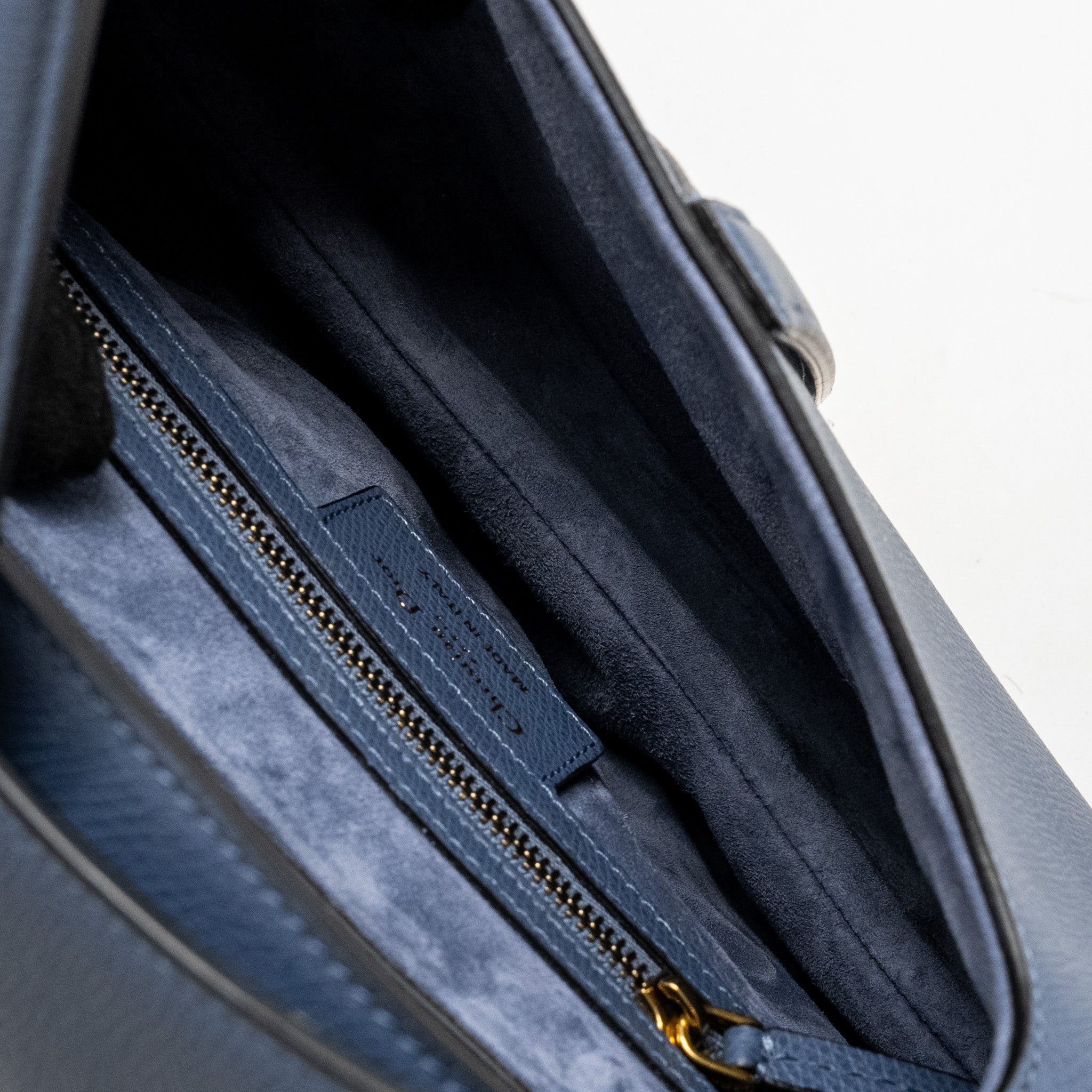 DIOR MEDIUM SADDLE BAG CALFSKIN BLUE GHW