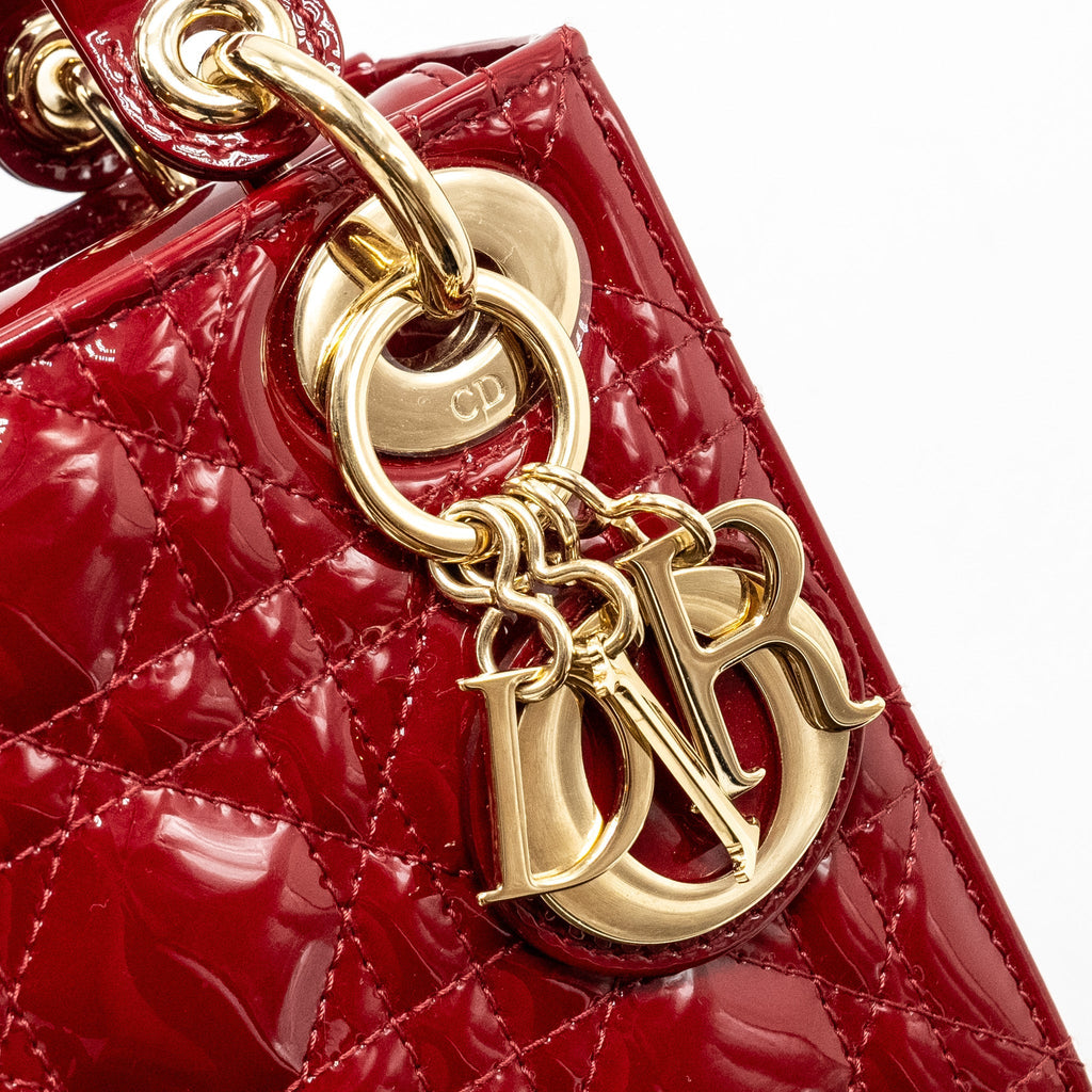 DIOR MINI LADY DIOR PATENT RED LGHW