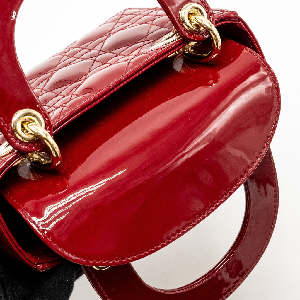 DIOR MINI LADY DIOR PATENT RED LGHW