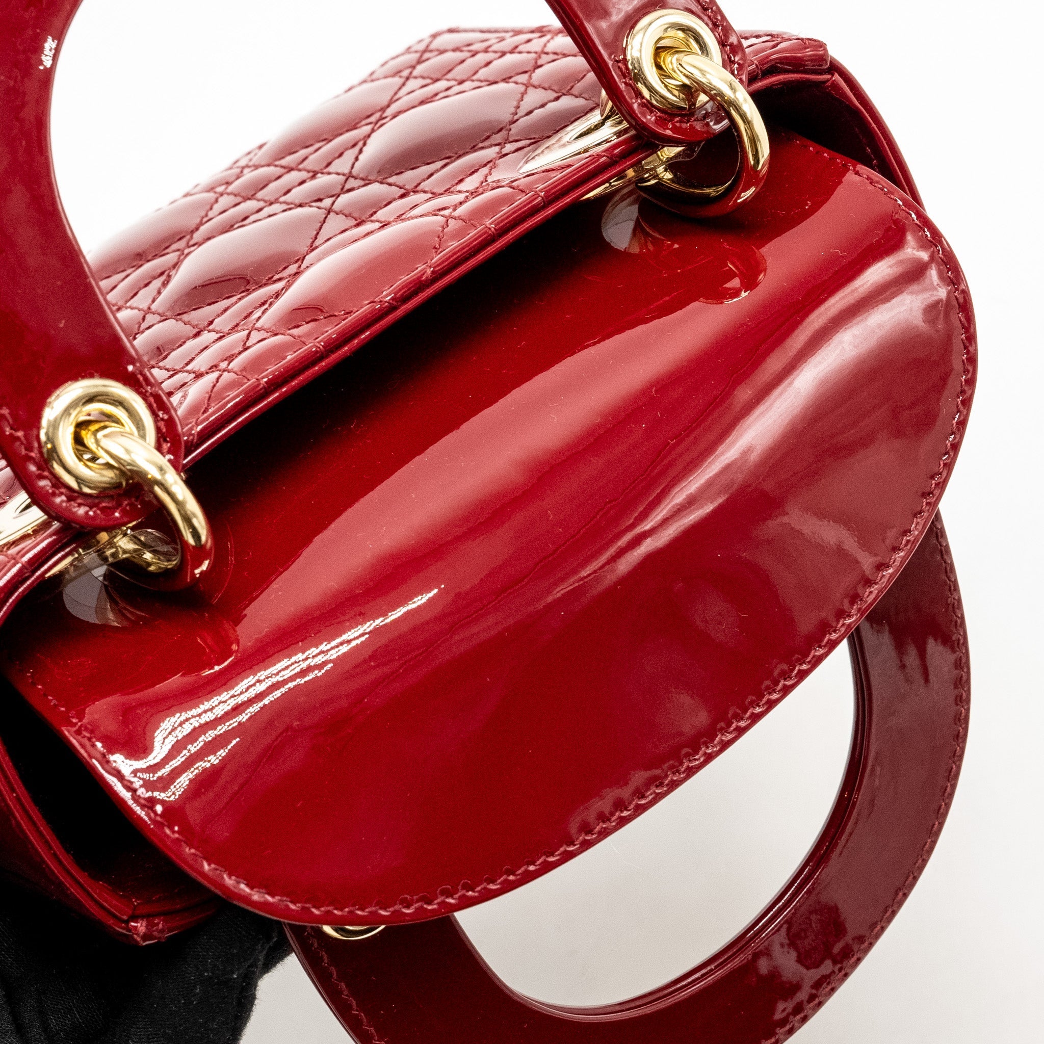 DIOR MINI LADY DIOR PATENT RED LGHW