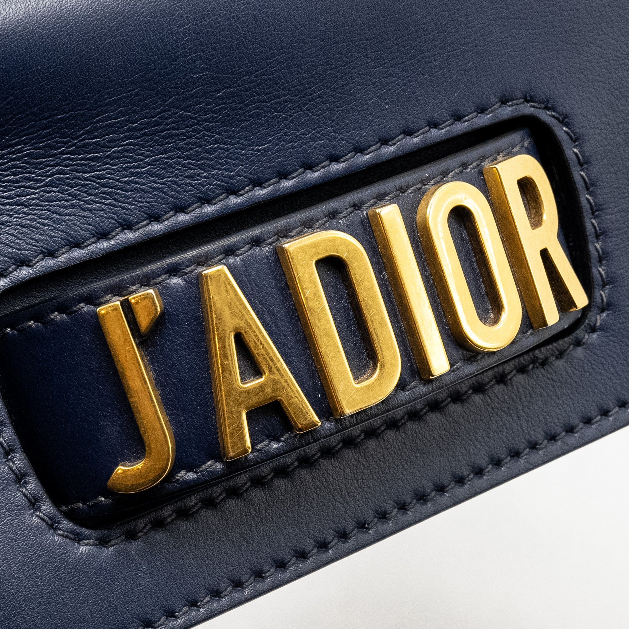 DIOR MINI J’ADIOR CHAIN FLAP BAG CALFSKIN NAVY BLUE GHW