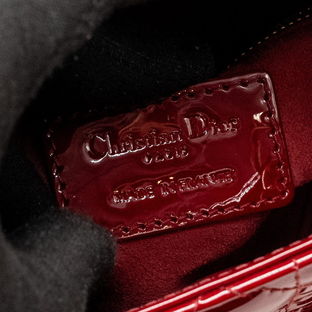 DIOR MINI LADY DIOR PATENT RED LGHW