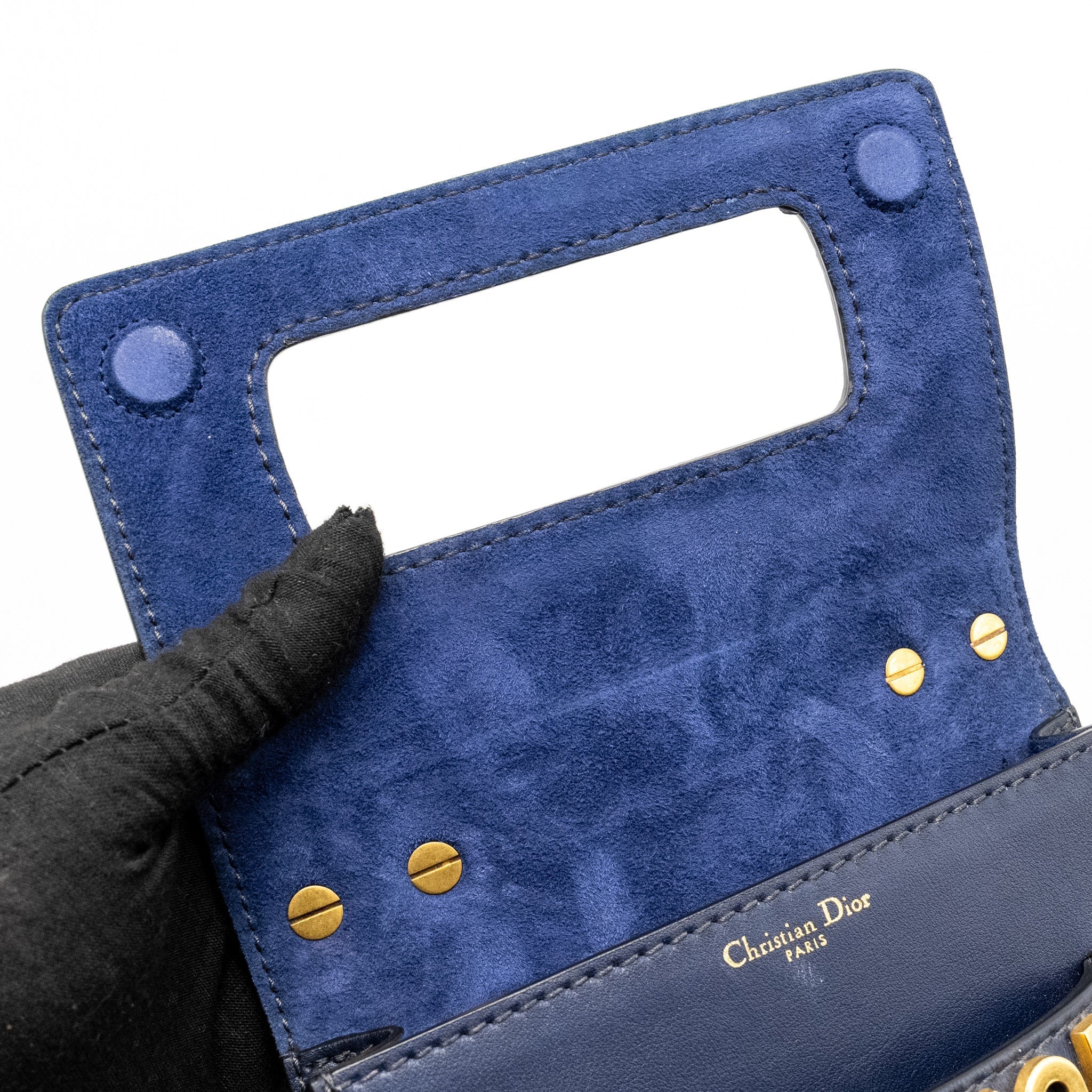 DIOR MINI J’ADIOR CHAIN FLAP BAG CALFSKIN NAVY BLUE GHW