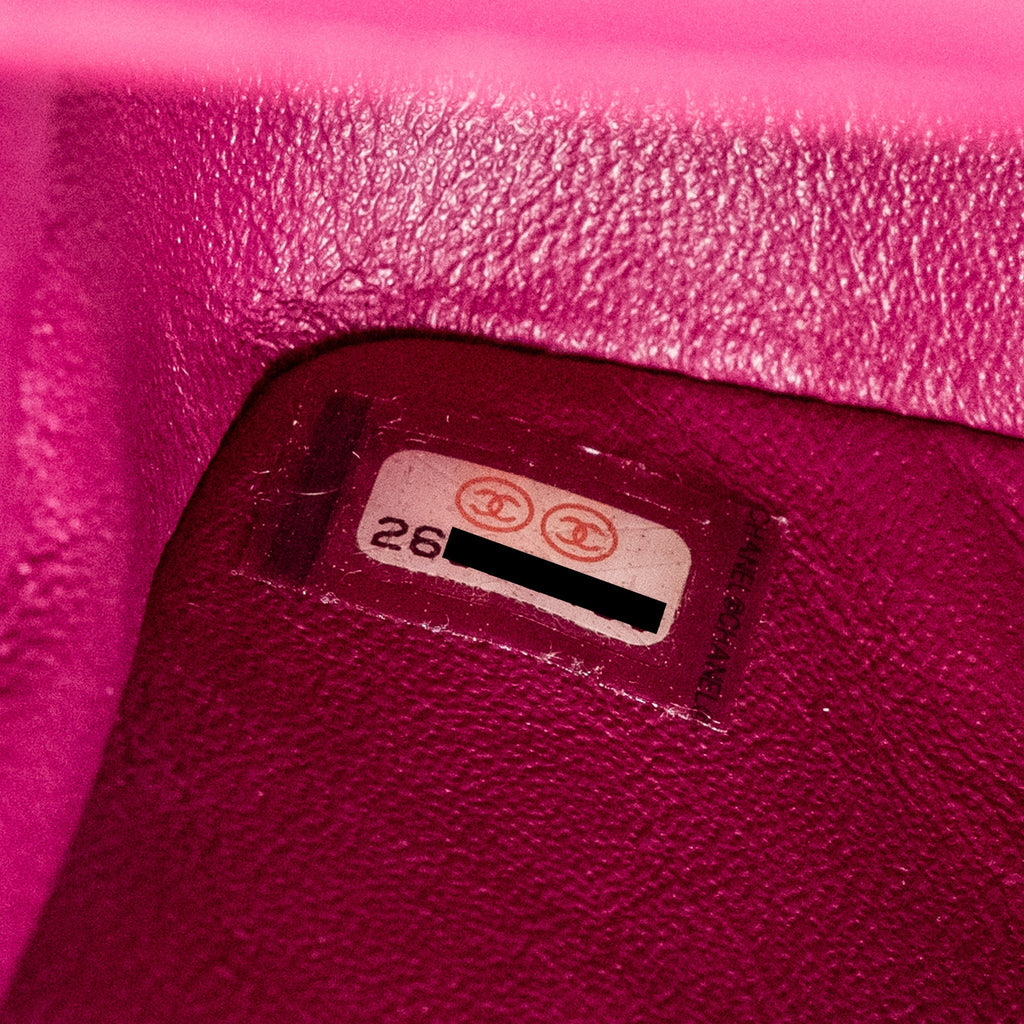 CHANEL MINI SQUARE CHEVRON LAMBSKIN RASPBERRY RED LGHW