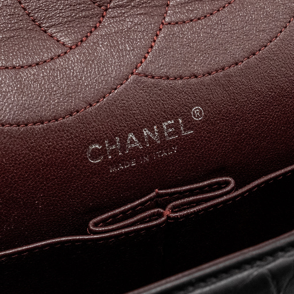CHANEL 2.55 227 REISSUE FLAP BAG AGED CALFSKIN BLACK RUTHENIUM HARDWARE