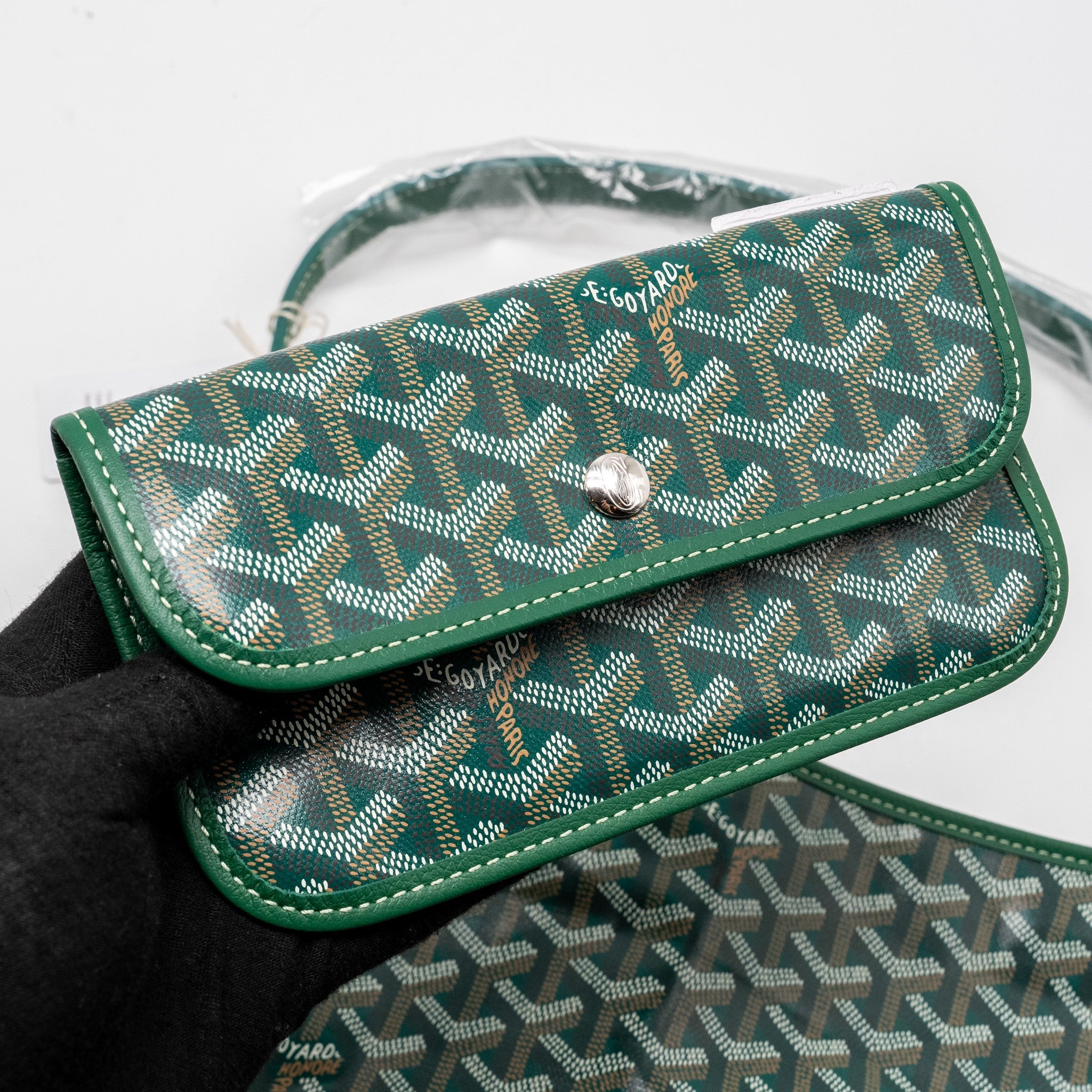 GOYARD BOHEME HOBO BAG GOYARDINE CANVAS / CALFSKIN GREEN