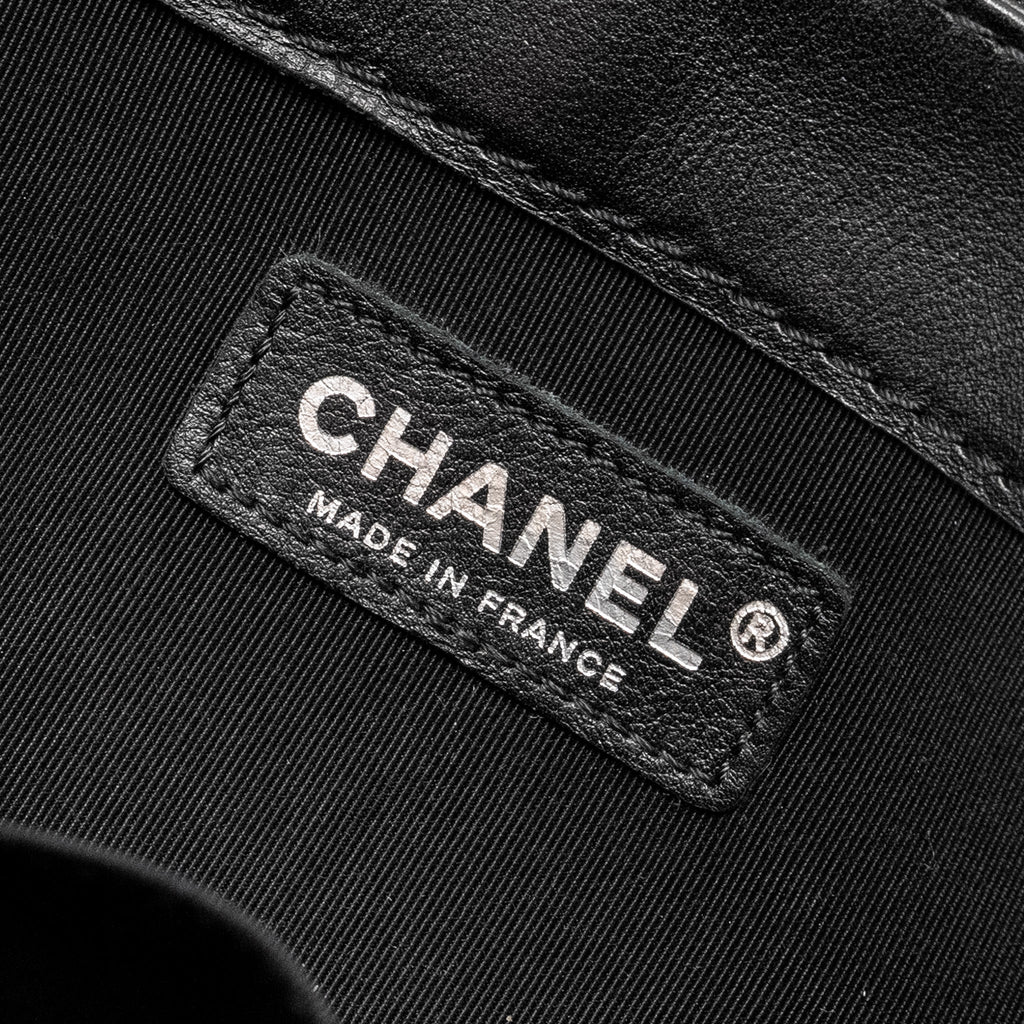CHANEL MULTI CHAIN BOY BAG CALFSKIN/TWEED BLACK SHW