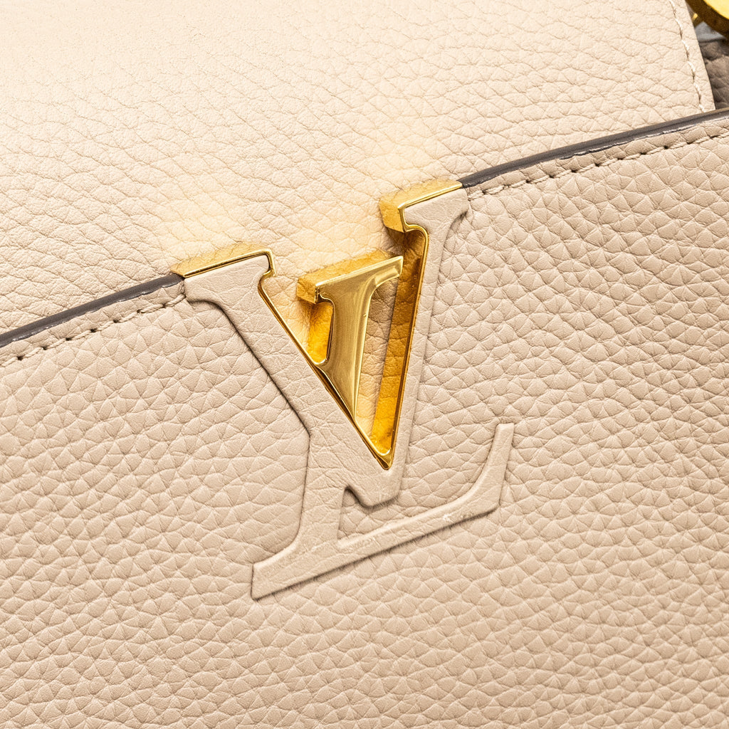 LOUIS VUITTON CAPUCINES PM CALFSKIN GREY GHW