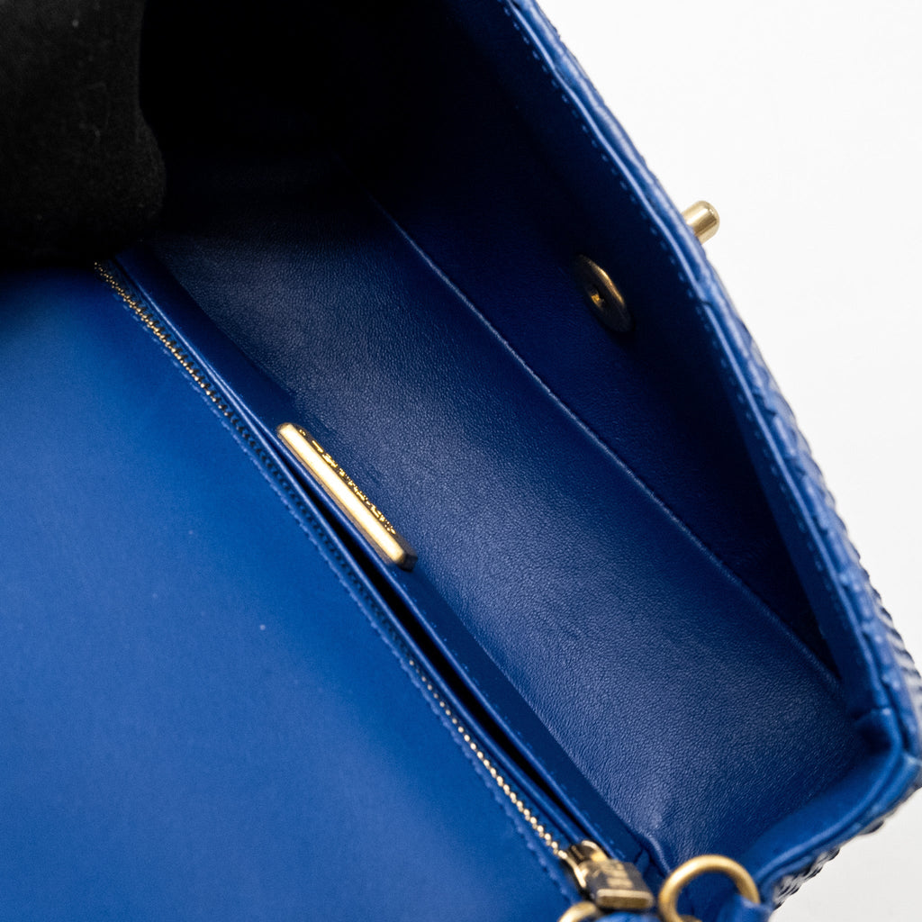 CHANEL MINI RECTANGULAR FLAP BAG PYTHON BLUE GHW