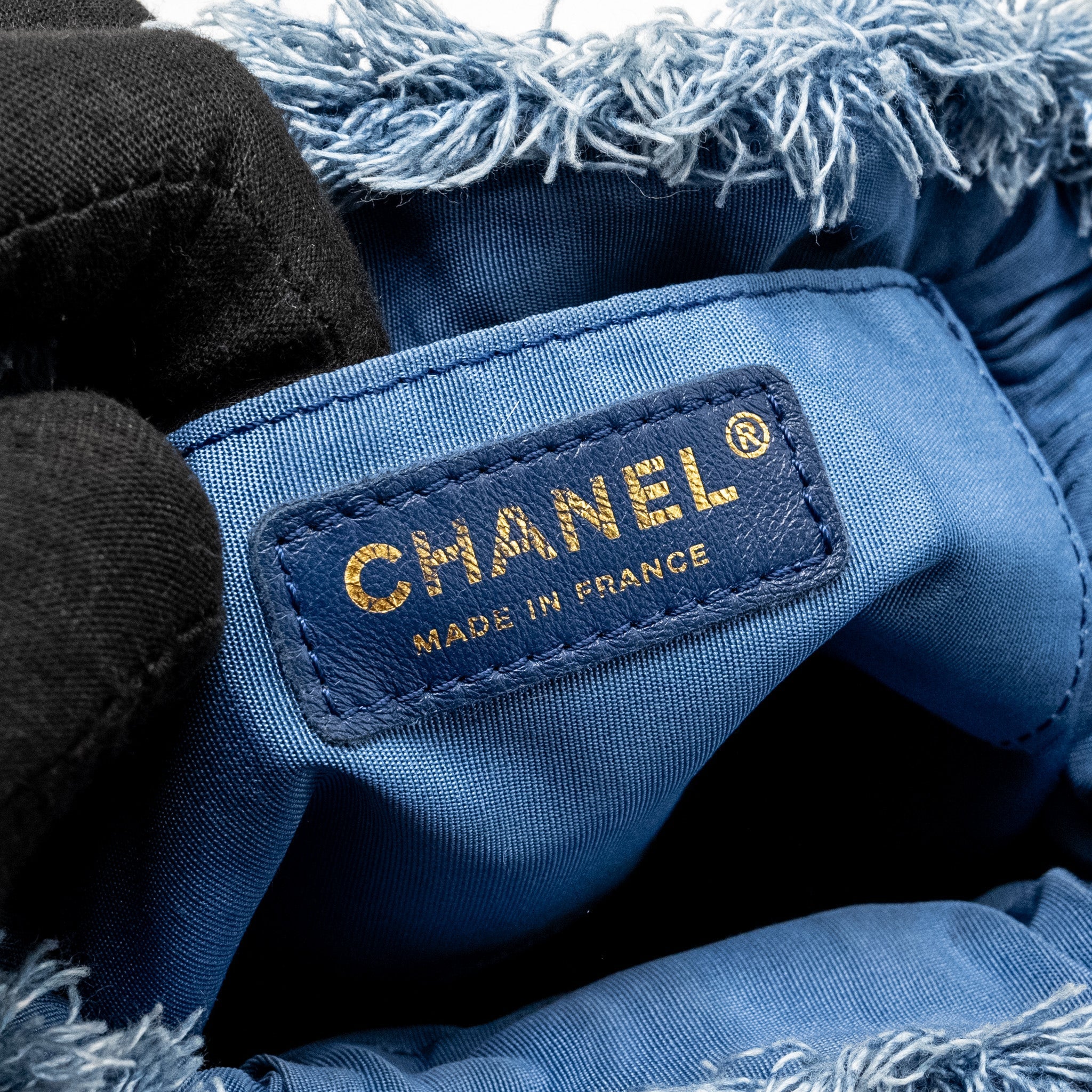CHANEL SMALL BUCKET BAG DENIM BLUE LGHW (MICROCHIP)